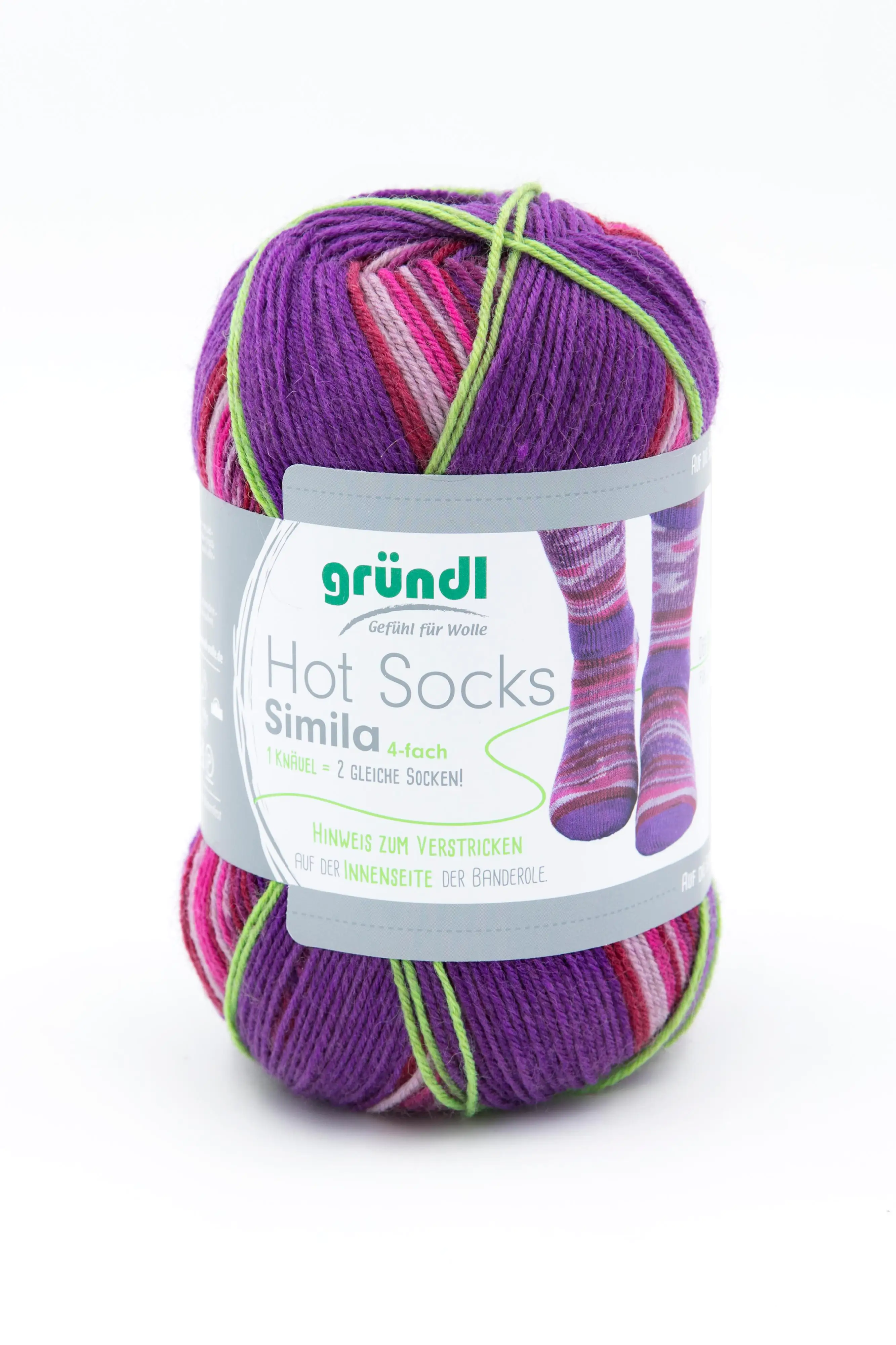 Gründl Sockenwolle Hot Socks Simila 100 g violett-lila-flieder-fuchsia-rost