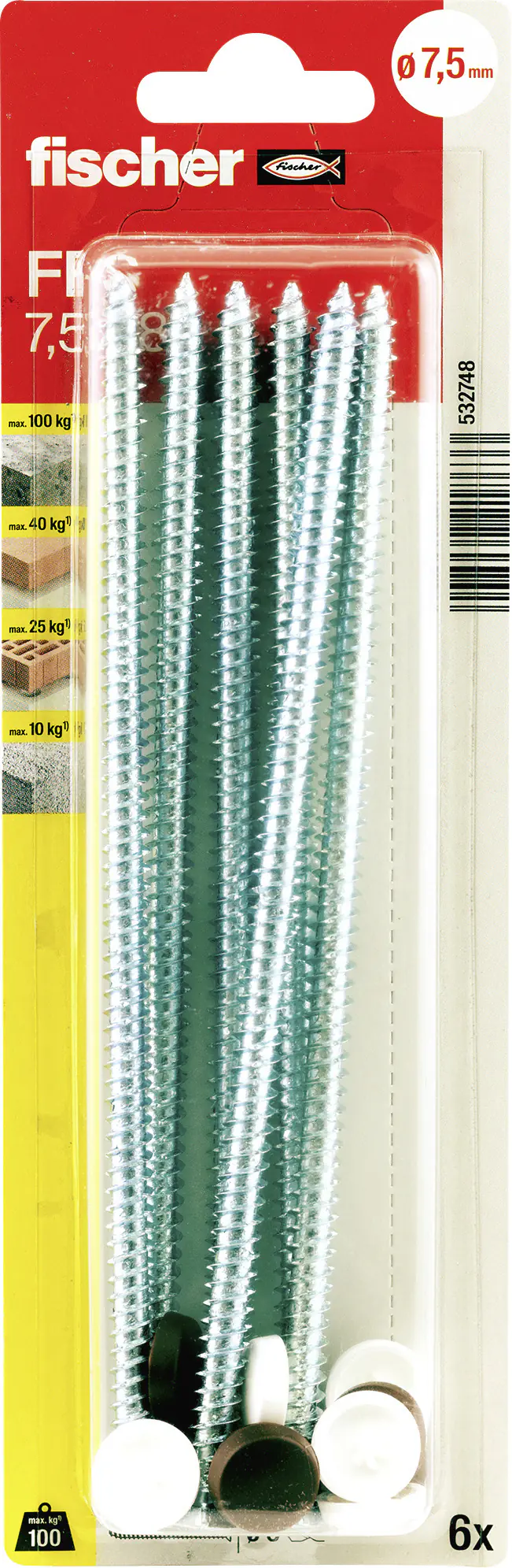 Fischer Fensterrahmenschrauben 7,5 x 182 mm TX30 - 6 Stk.