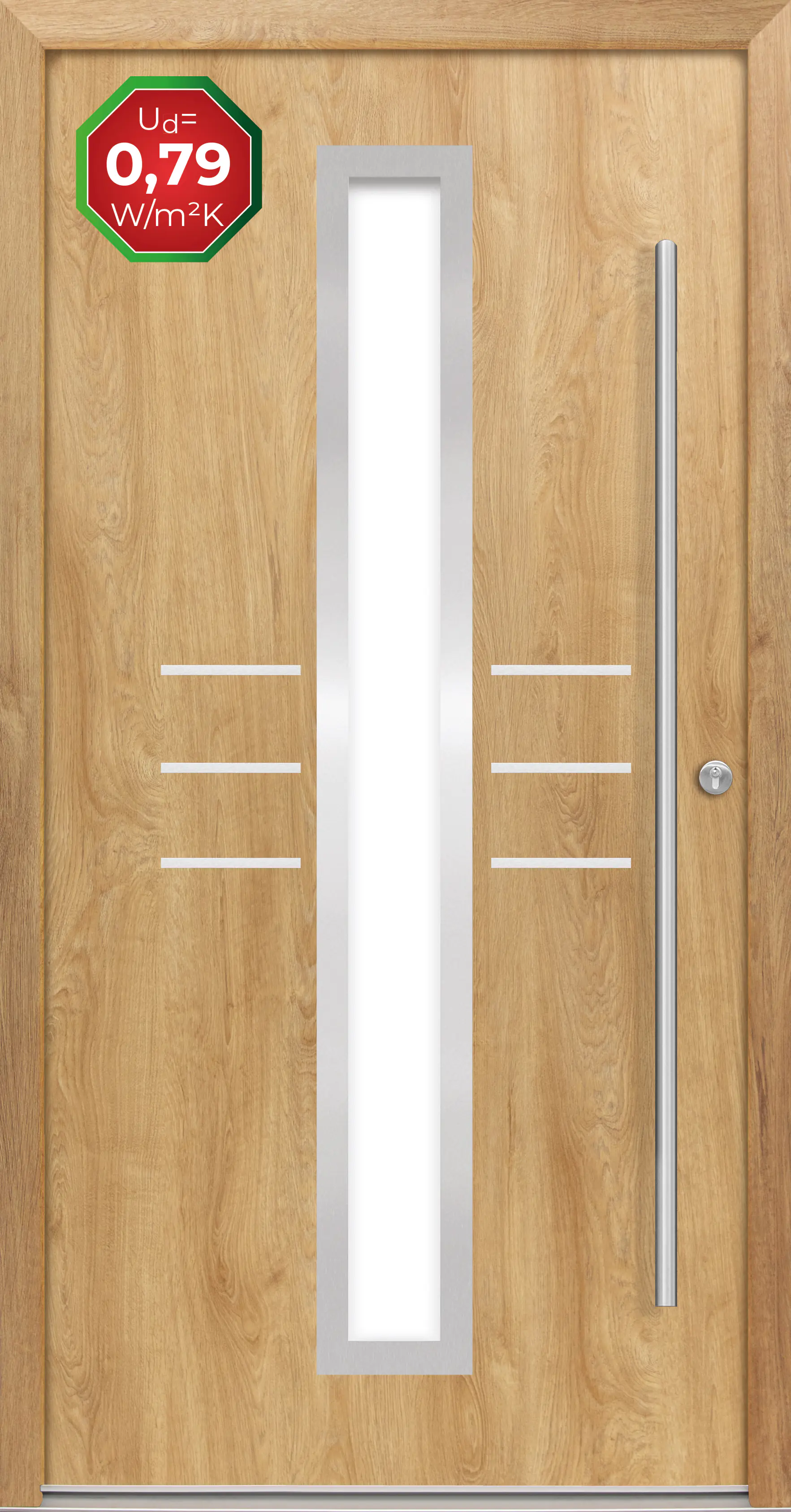 Splendoor Haustür Passivedoor Premium B07 Eiche Natur DIN Rechts 100 x 210 cm