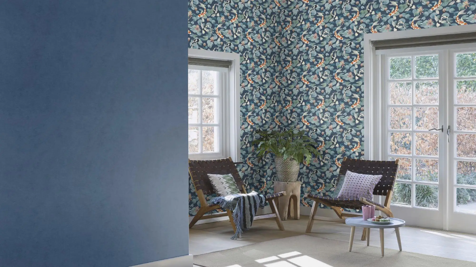 Rasch Vliestapete 409444 Kimono koifische blau, 10,05 x 0,53 m