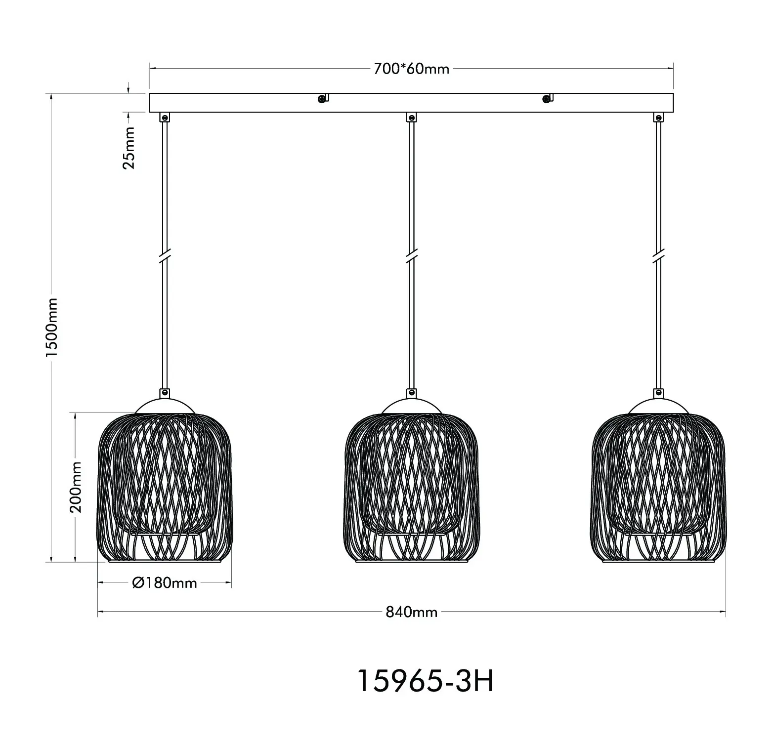 Globo Hängeleuchte Dichti 84 x 150 cm sandfarben matt