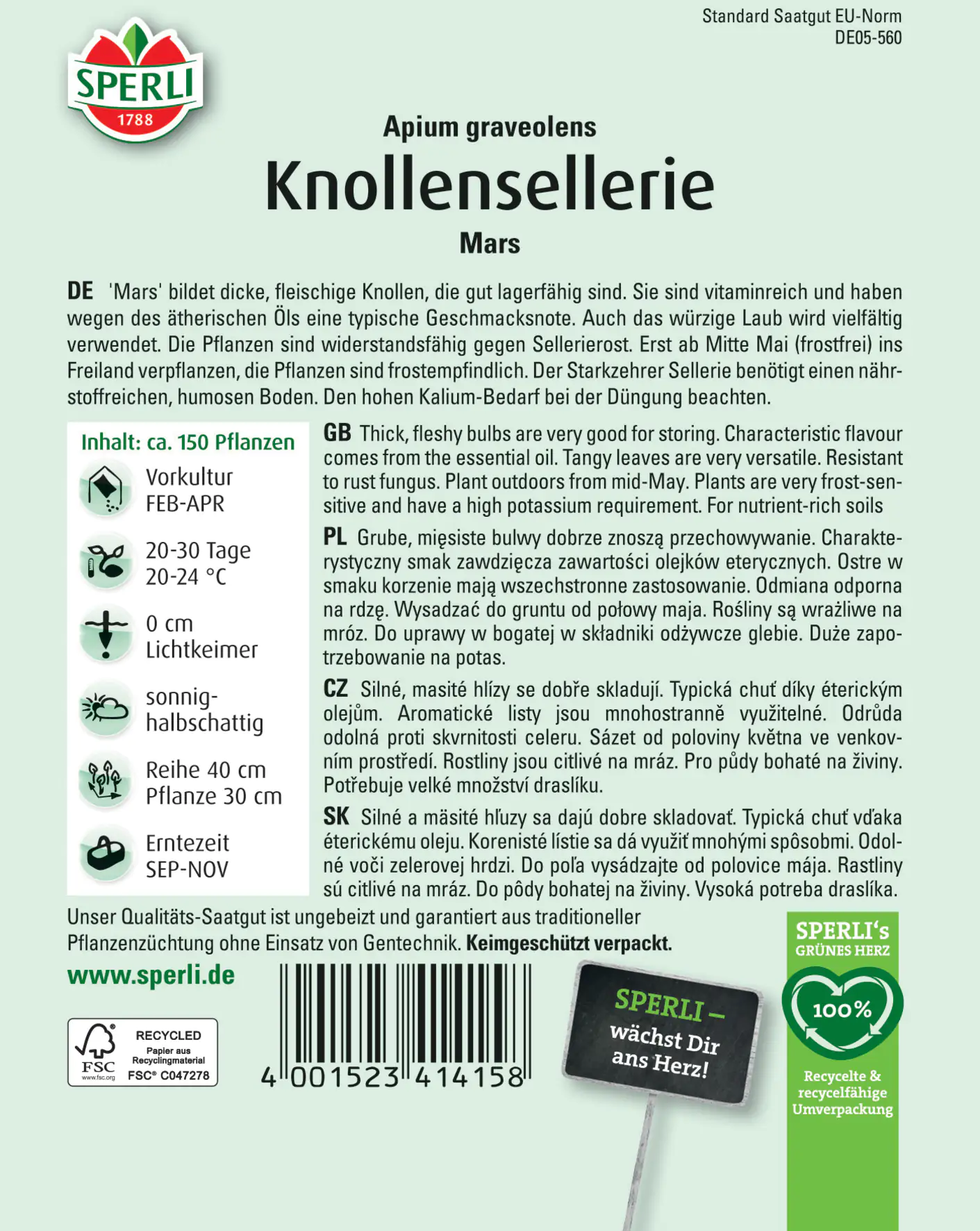 Sperli Knollensellerie Mars