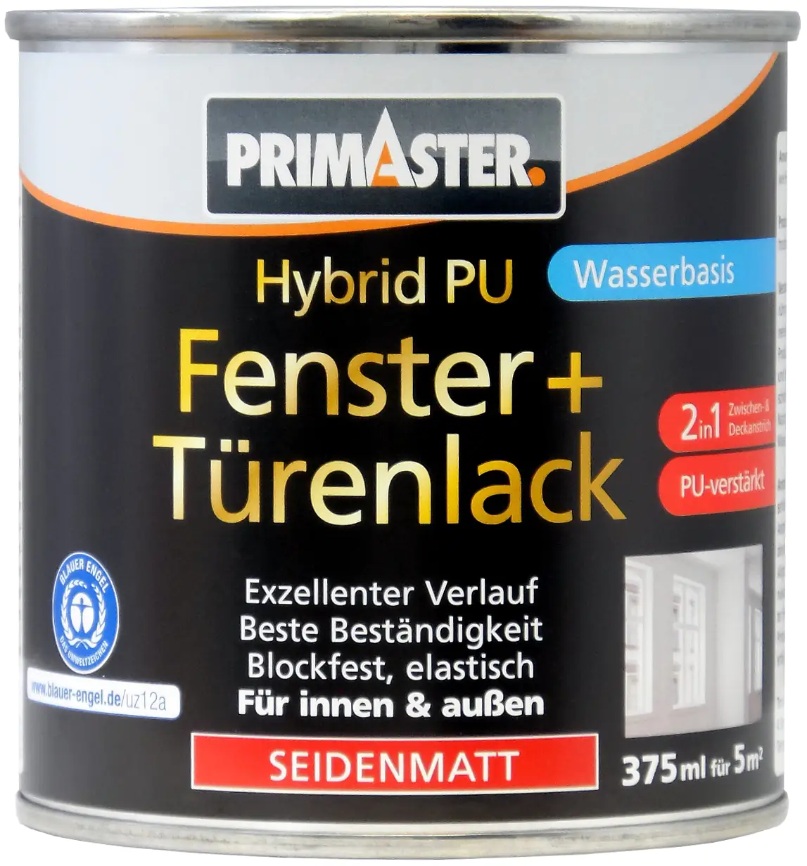 Primaster Hybrid-PU Fenster- u. Türenlack 375 ml weiß seidenmatt