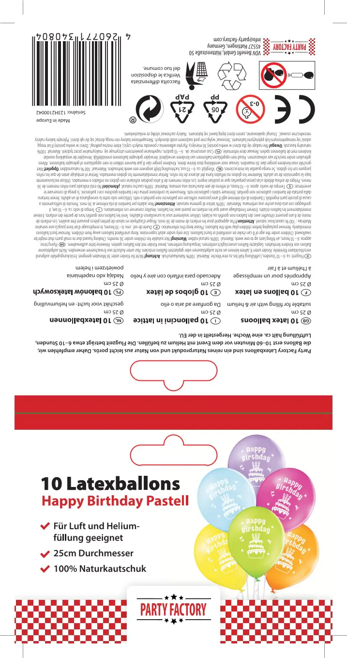 Luftballons Happy Birthday Torte Latex bunt 10 Stück