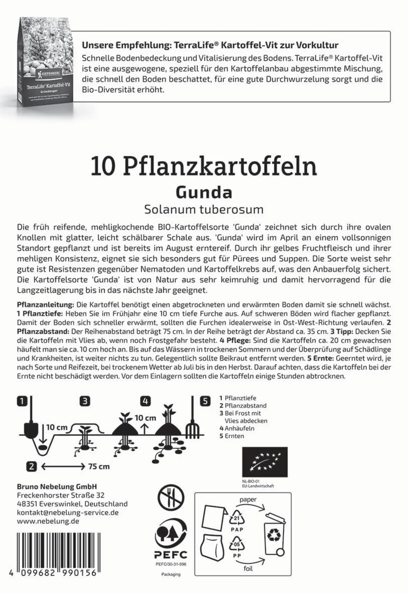 Kiepenkerl Bio Pflanzkartoffel Gunda 10 Stück