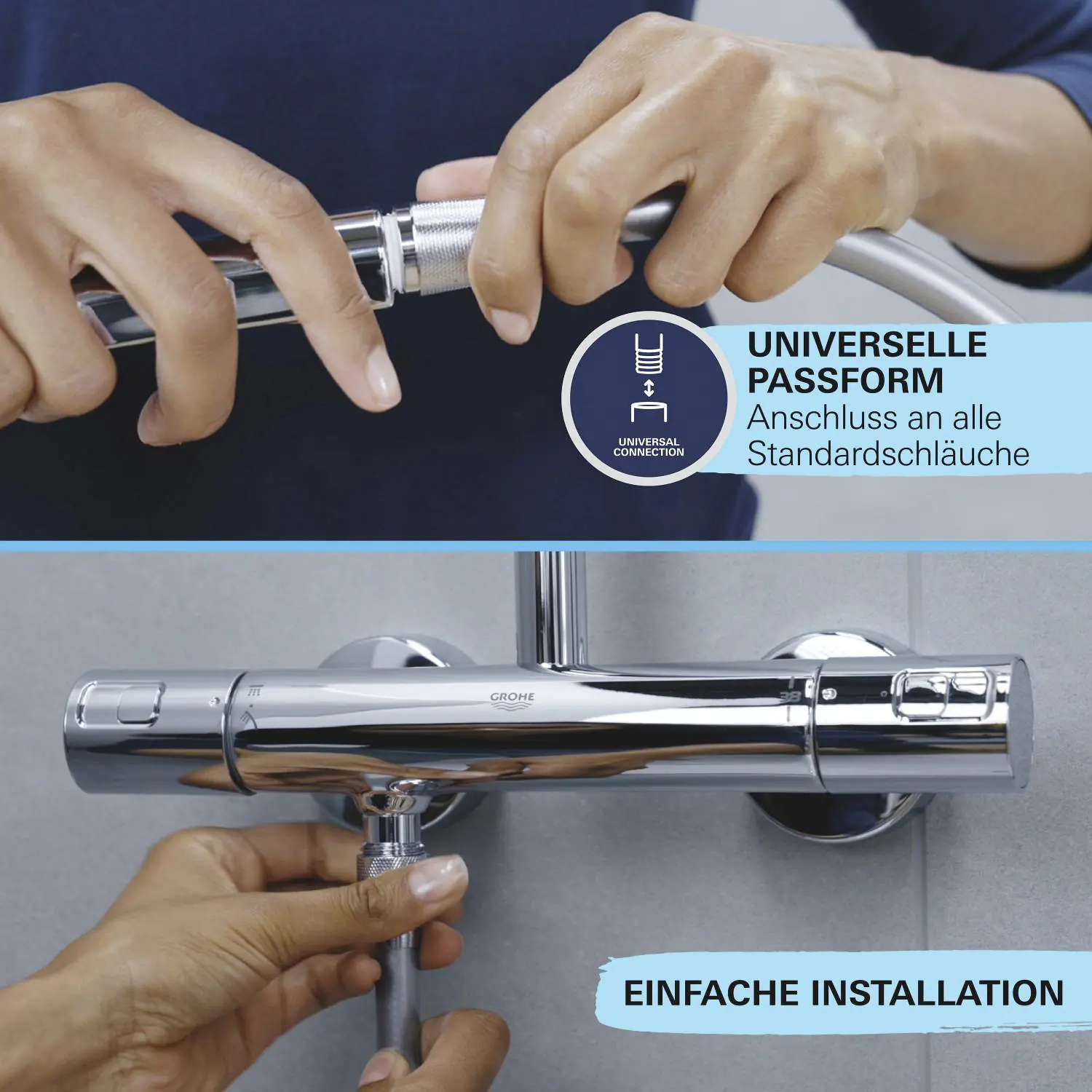 Grohe Vitalio SmartActive 130 Cube Handbrause chrom 3 Strahlarten