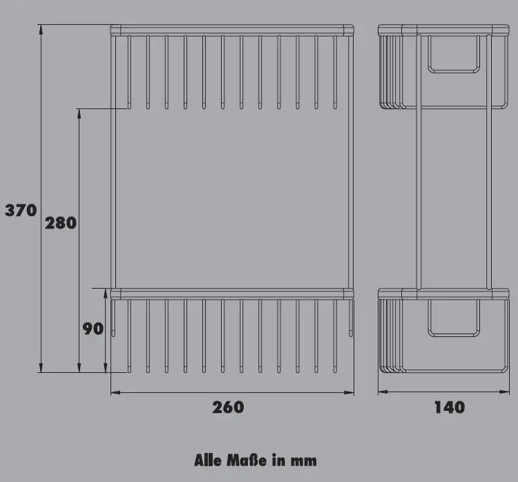 Primaster Duschkorb Tuna eckig Edelstahl 2 Ablagen chrom