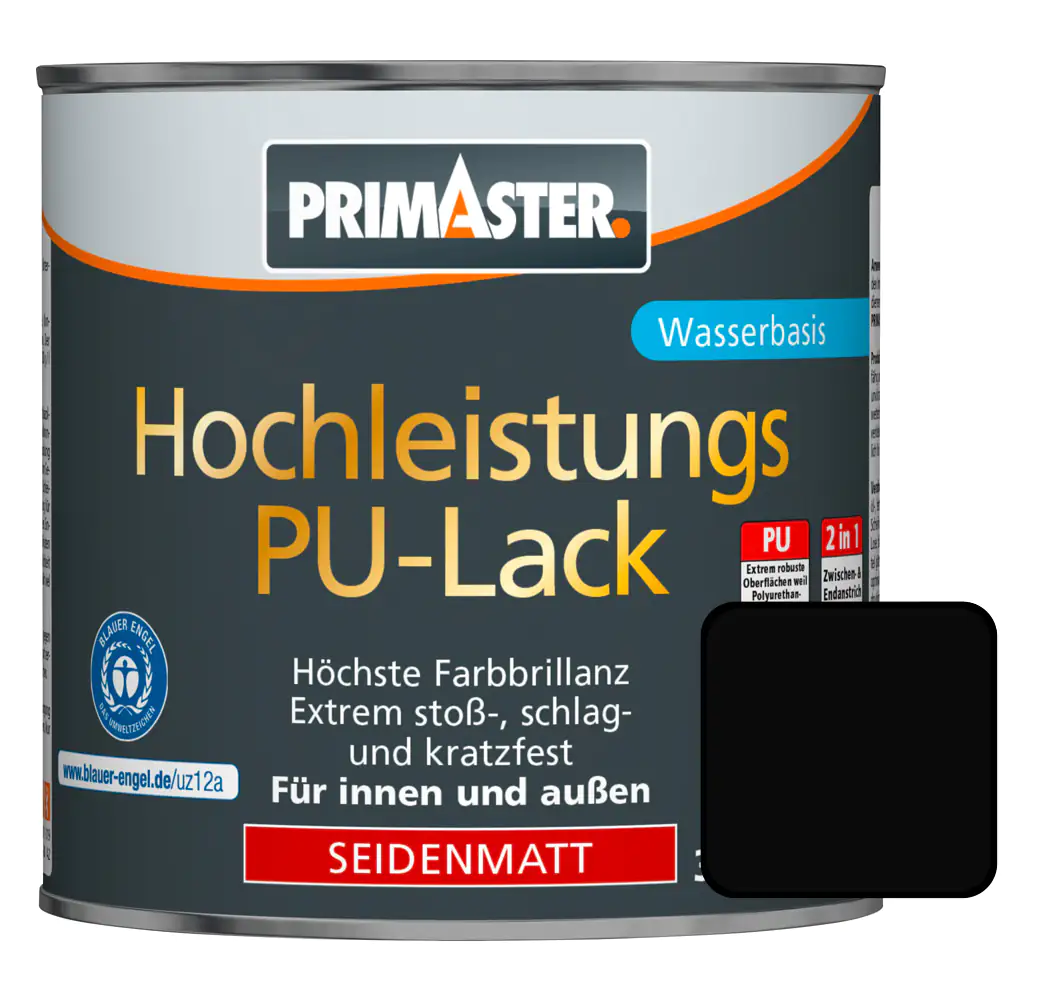 Primaster Hochleistungs-PU-Lack RAL 9005 375 ml 2in1 tiefschwarz seidenmatt