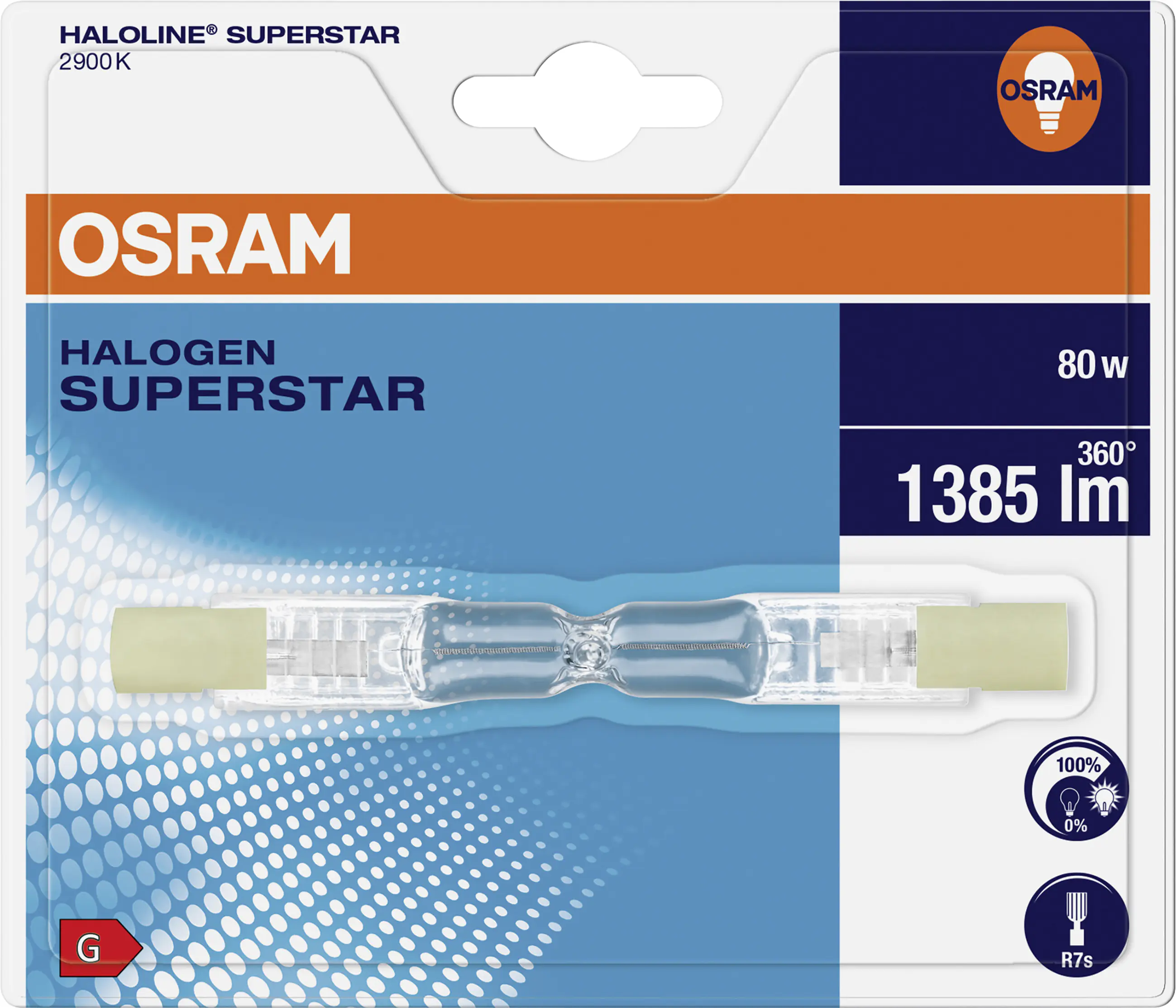 Osram Halogenlampe Haloline Superstar R7s 80W warmweiß, dimmbar, klar