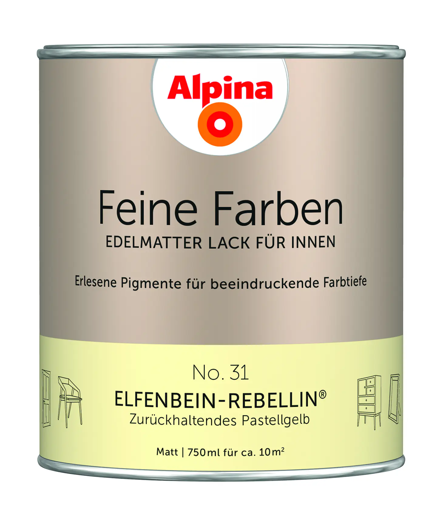 Alpina Feine Farben Lack No. 31 Elfenbein-Rebellin - pastellgelb 750 ml