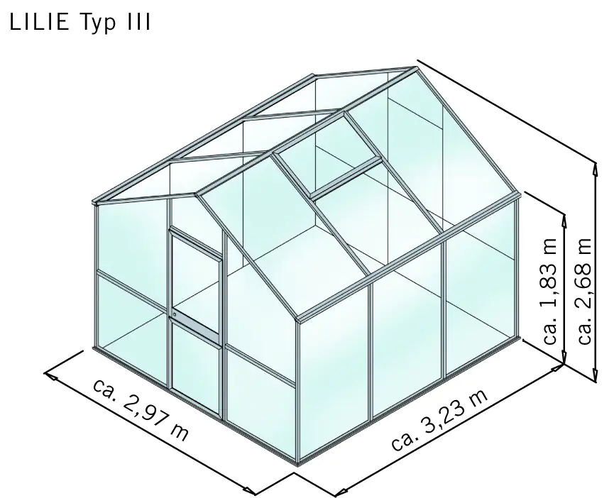 KGT Gewächshaus Lilie III 3,23 x 2,97 x 2,68 m, anthrazit-grau KGT Gewächshaus Lilie III 3,23 x 2,97 x 2,68 m, anthrazit-grau