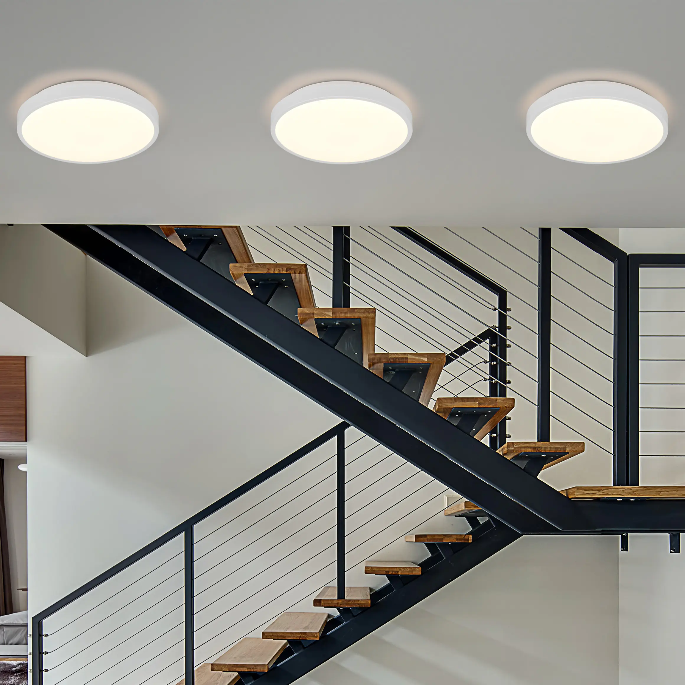 Reality LED-Deckenleuchte Slope Ø28,5 cm weiß matt neutralweiß