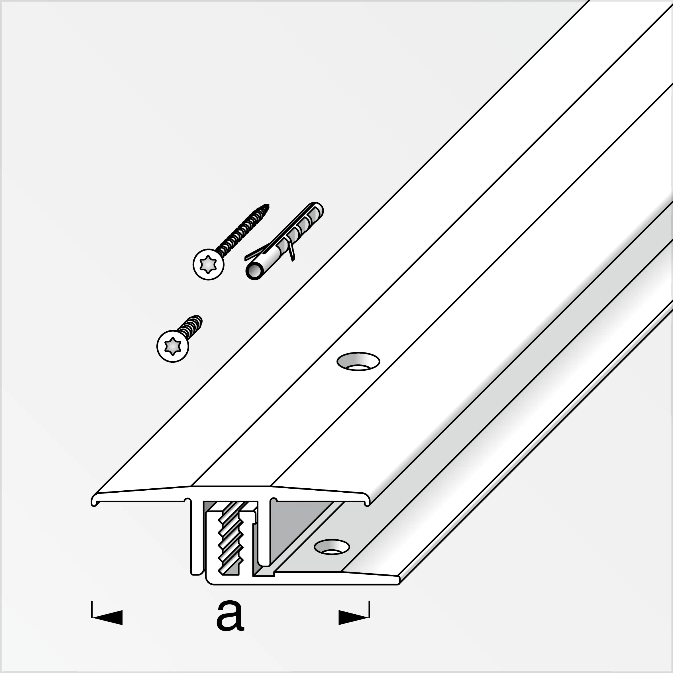 alfer Übergangs-Profil und Träger-Profil 2 m, 33 x 7 - 15 mm Alu