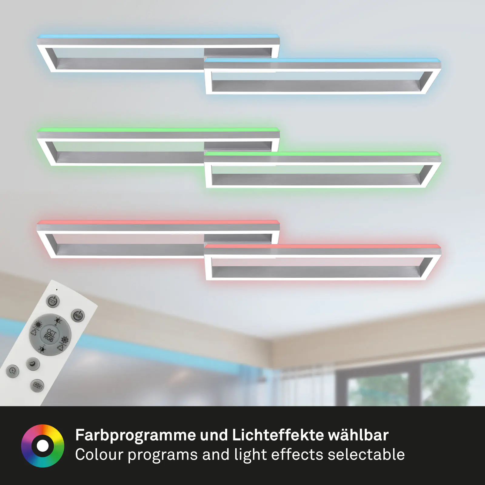 Briloner LED Deckenleuchte Frame Back 119,5 cm, alu, RGB CCT