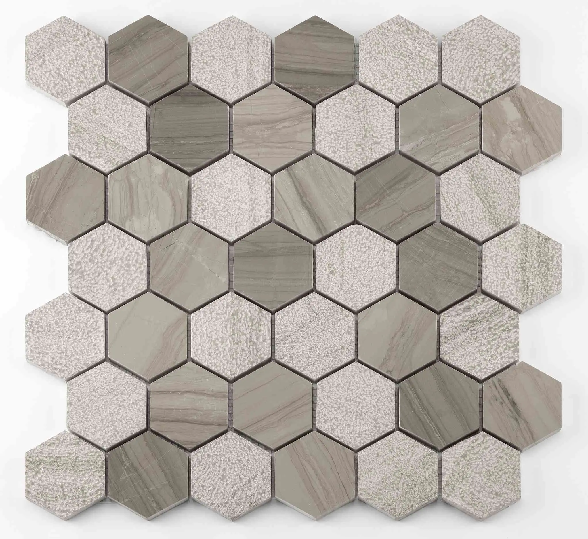 Mosaikfliese Marmor Hexagon 30 x 30 cm taupe-mix Steingröße: ca. 4,8 x 5,5 cm