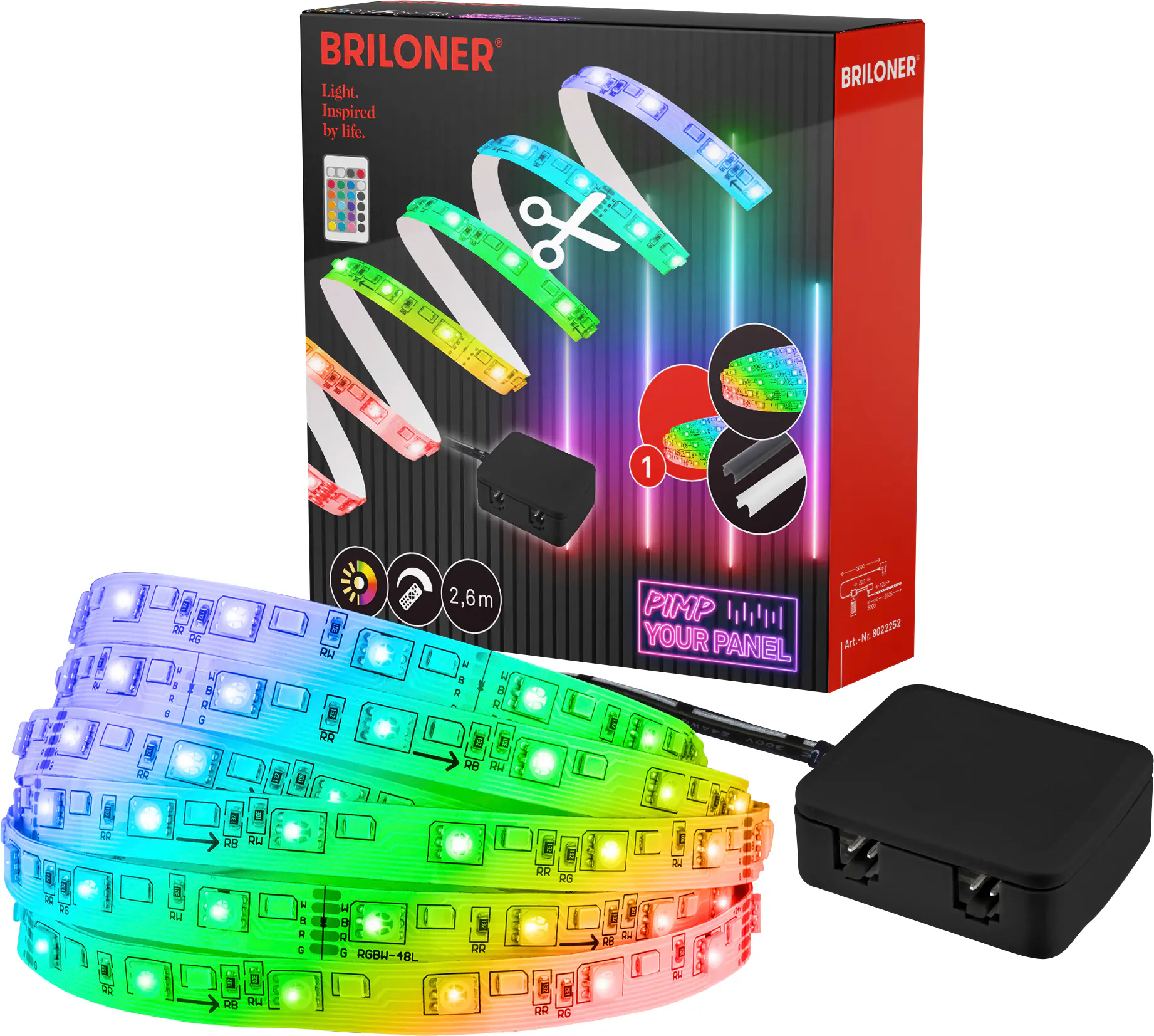 Briloner LED-Stripe Pimp your Panel bunt RGB, 2,6 m, 3000K 1300 lm Starterset