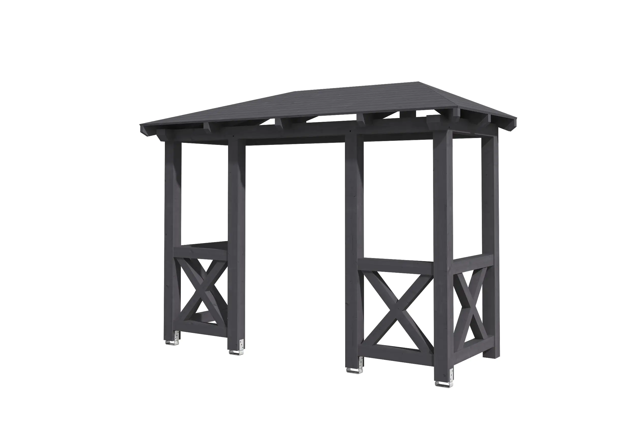 4018211029648 SKAN HOLZ Vordach Wismar Typ 5 351 x 134 cm, lasiert in Schiefergrau