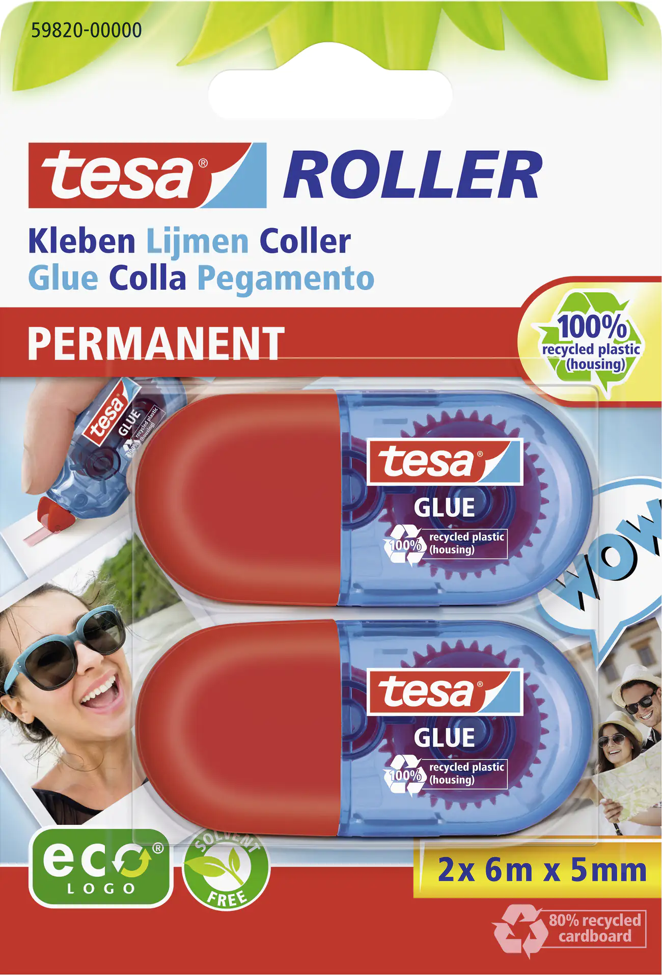 tesa Mini Kleberoller permanent ecoLogo® 2 Stück Blister