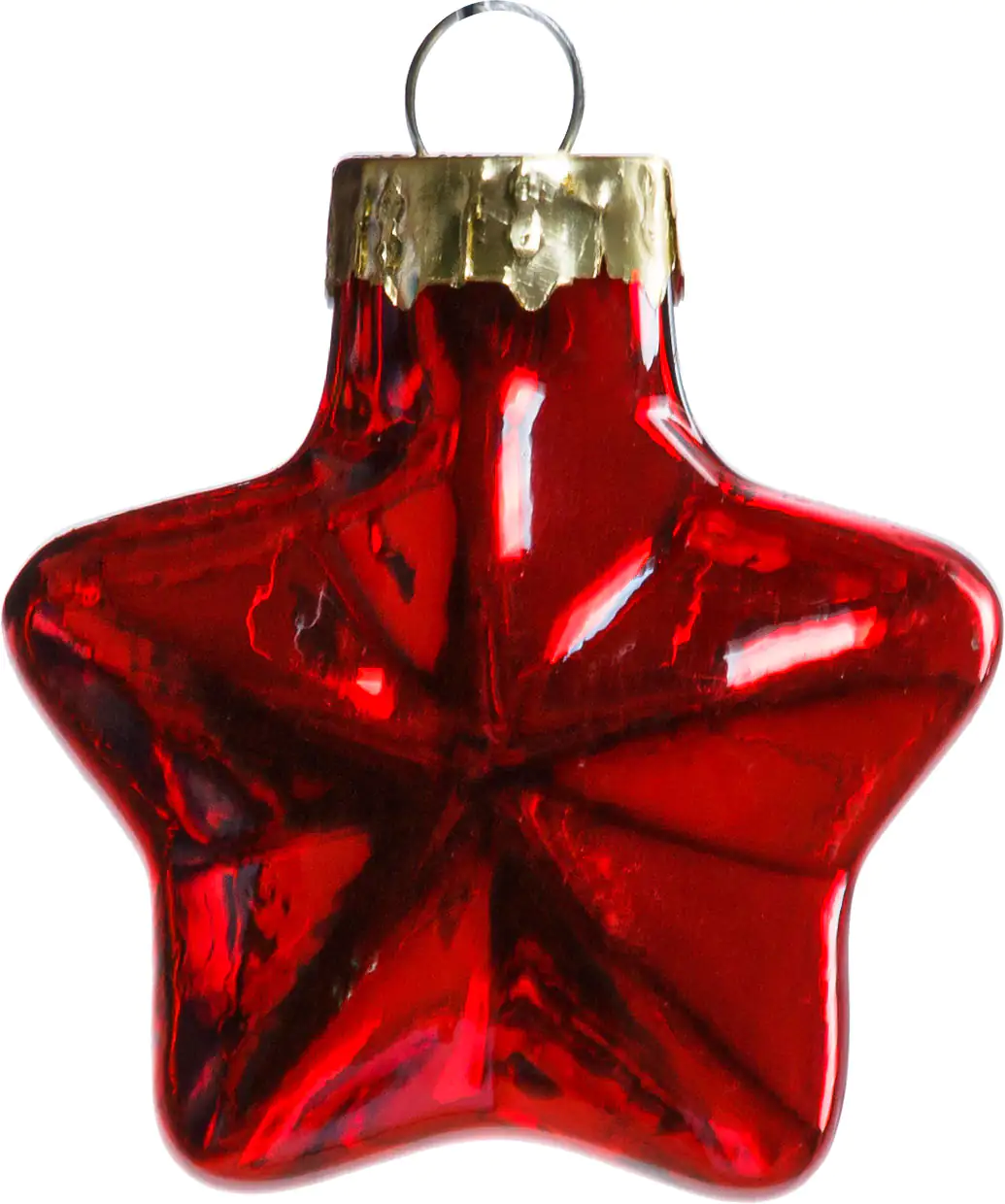 2076601538660_03 TrendLine Weihnachtskugeln Glas-Sterne 4 cm rot 12 Stück