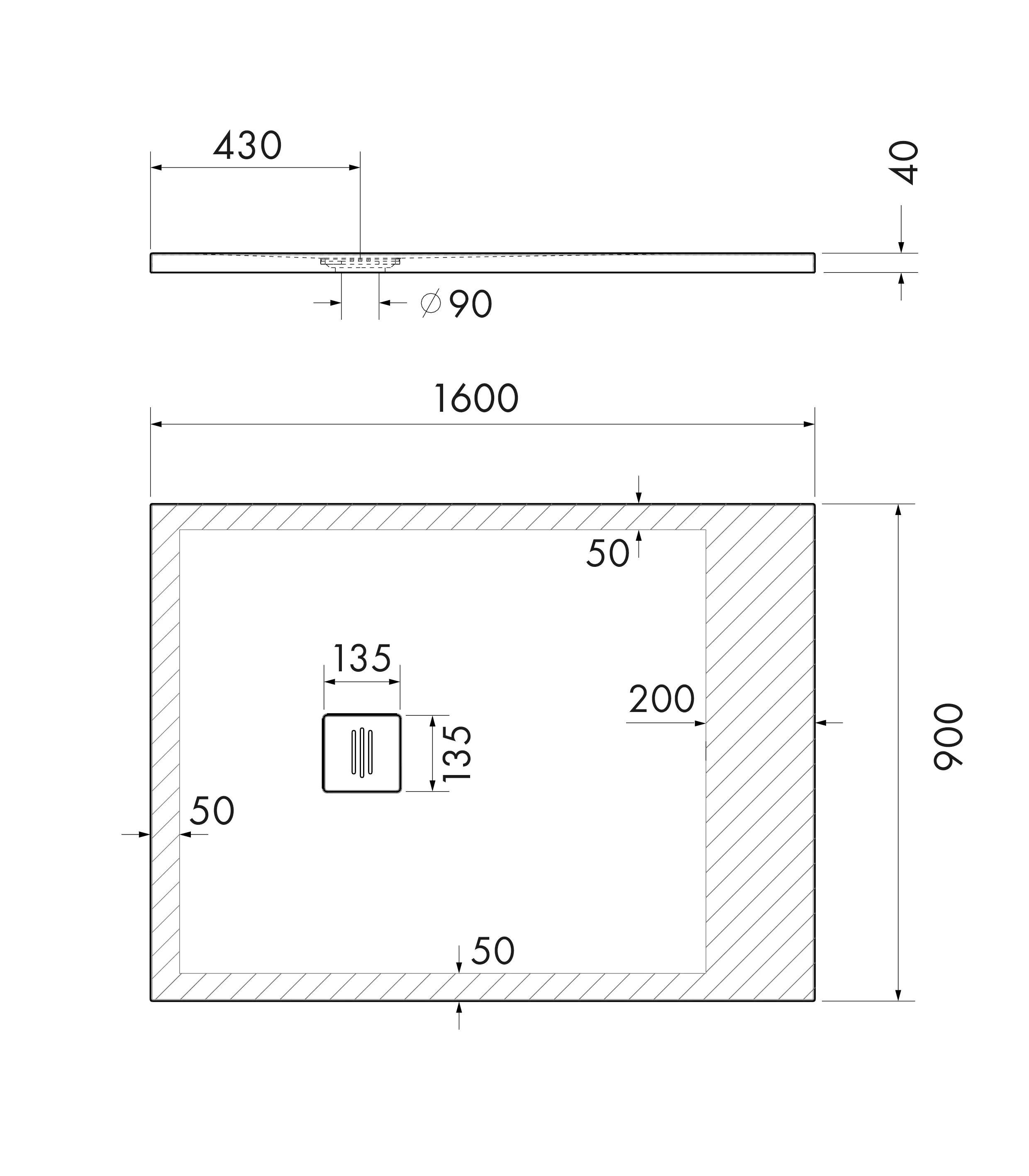 Ottofond Duschwanne Nevis 160x90x4 cm, weiß