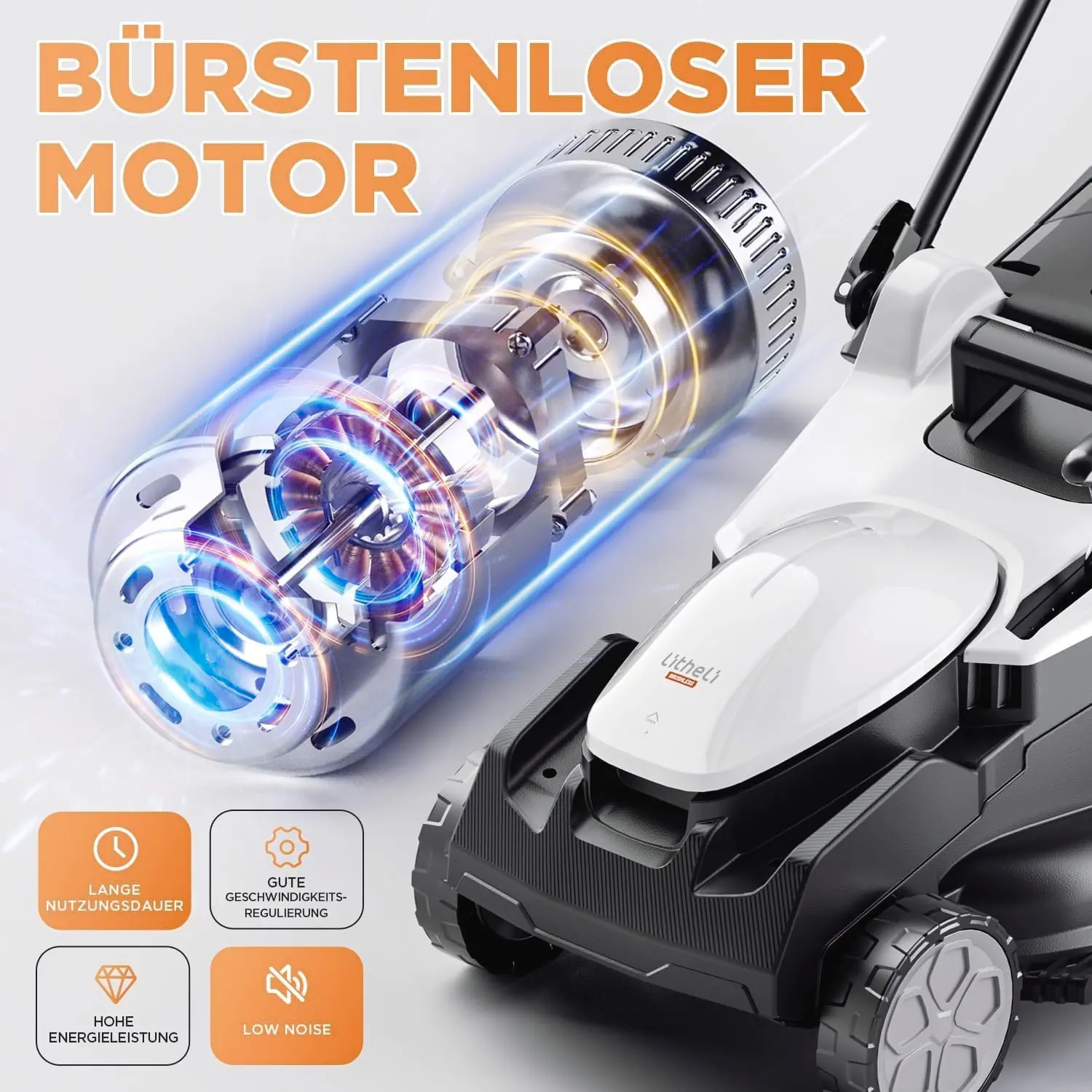 Litheli Akku-Rasenmäher U20 2 x 20V 37 cm Schnittbreite inkl. 2 Akkus