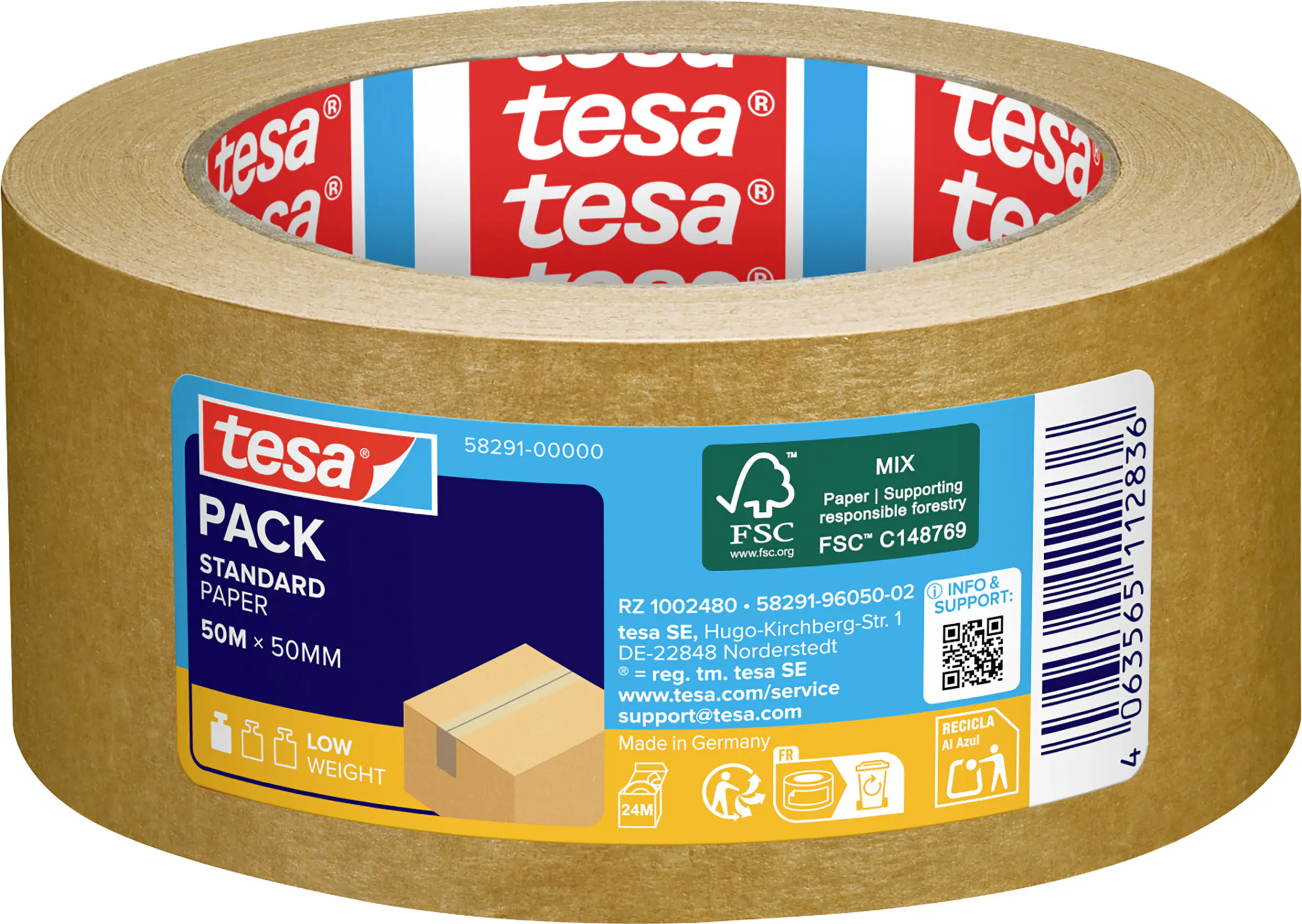 tesapack Packband Papier Standard ecoLogo 50 m x 50 mm