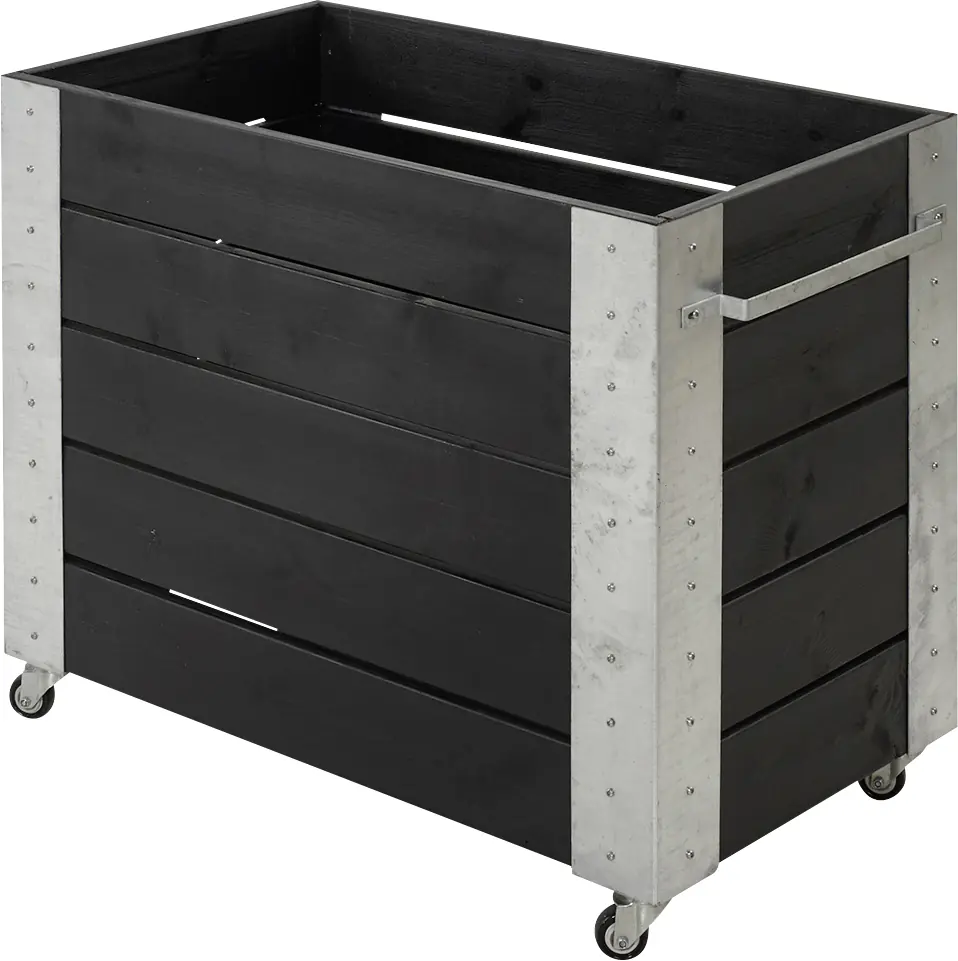 Plus Blumenkasten Cubic 87 x 50 x 70 cm schwarz mit Räder