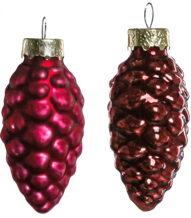 TrendLine Weihnachtskugeln Glas-Tannenzapfen 6 cm ochsenblut 12 Stück