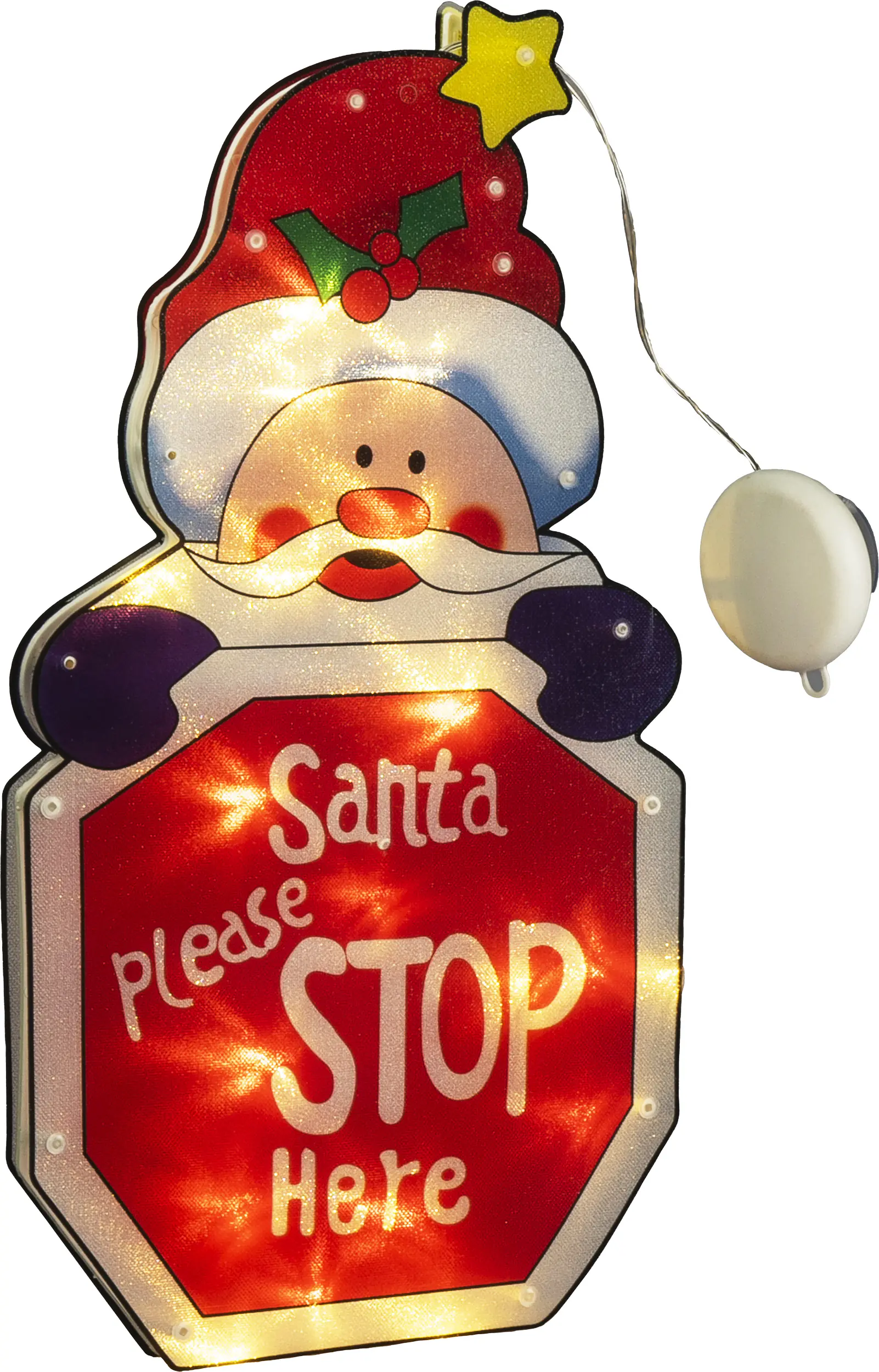 Konstsmide LED-Fensterbild Weihnachtsmann Please Stop Here 44,5 x 24 cm warmweiß