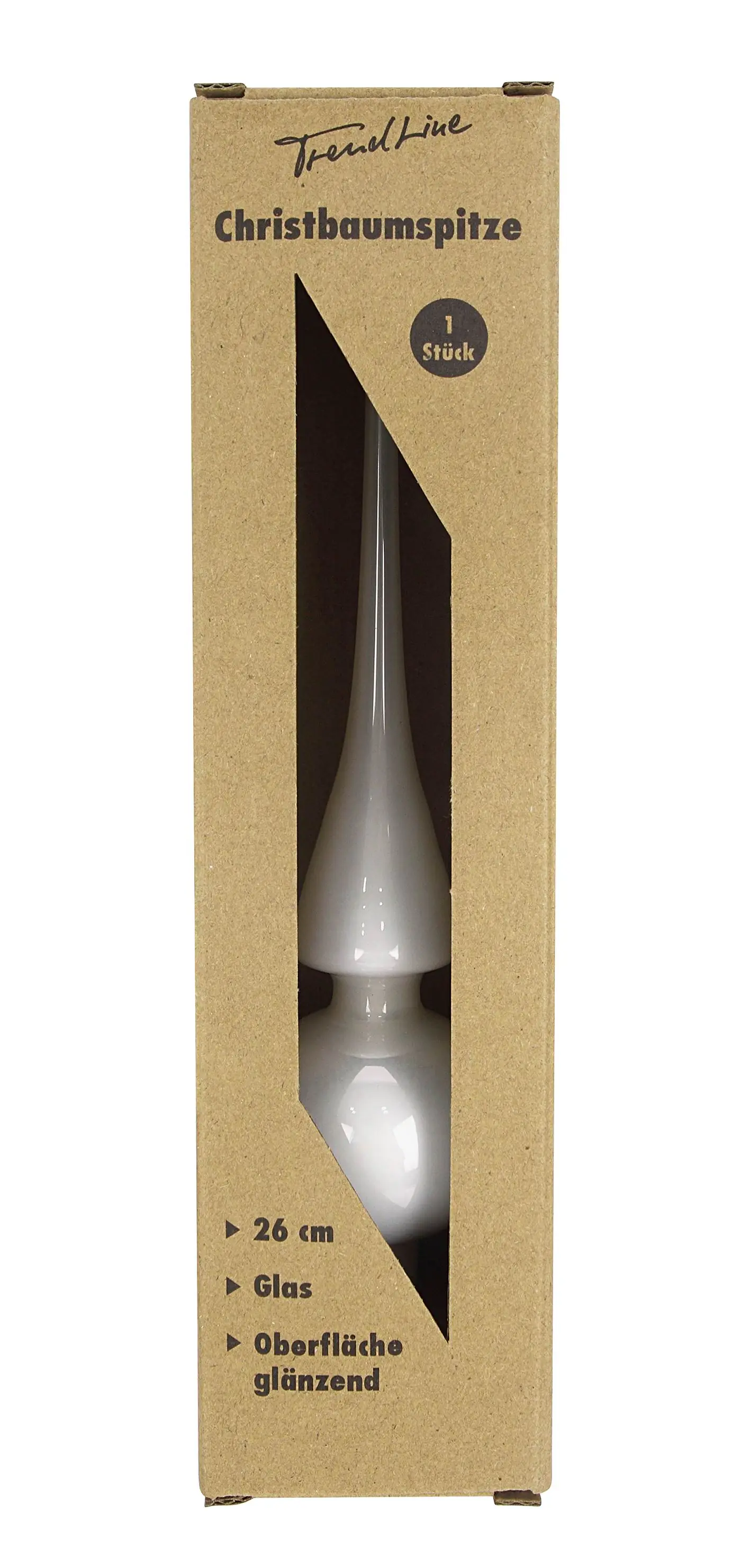 TrendLine Christbaumspitze aus Glas 26 cm weiß glänzend