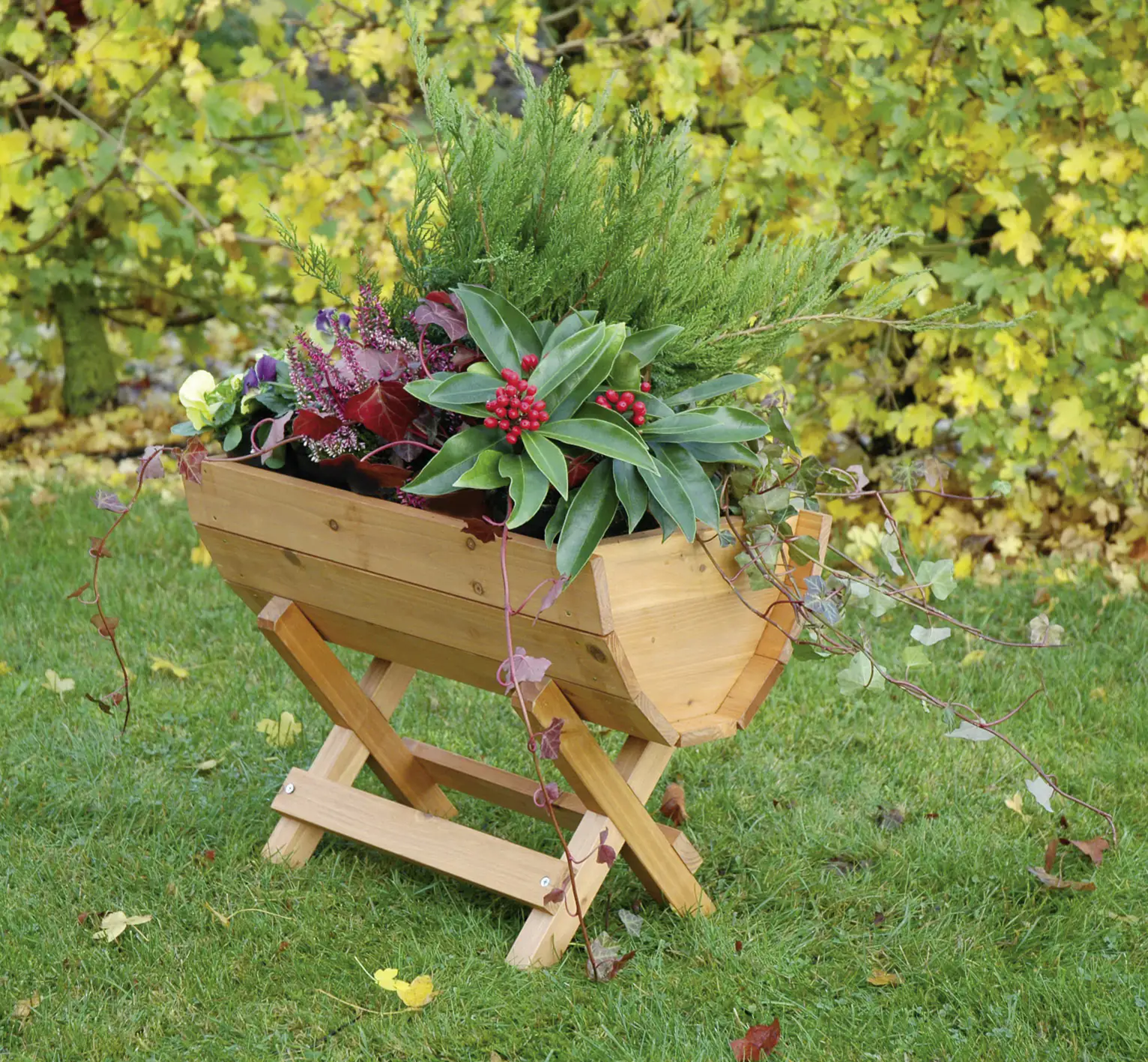 4055894290965_3169686 Dobar Blumenfass inkl. Ständer 50 x 26 x 35 cm