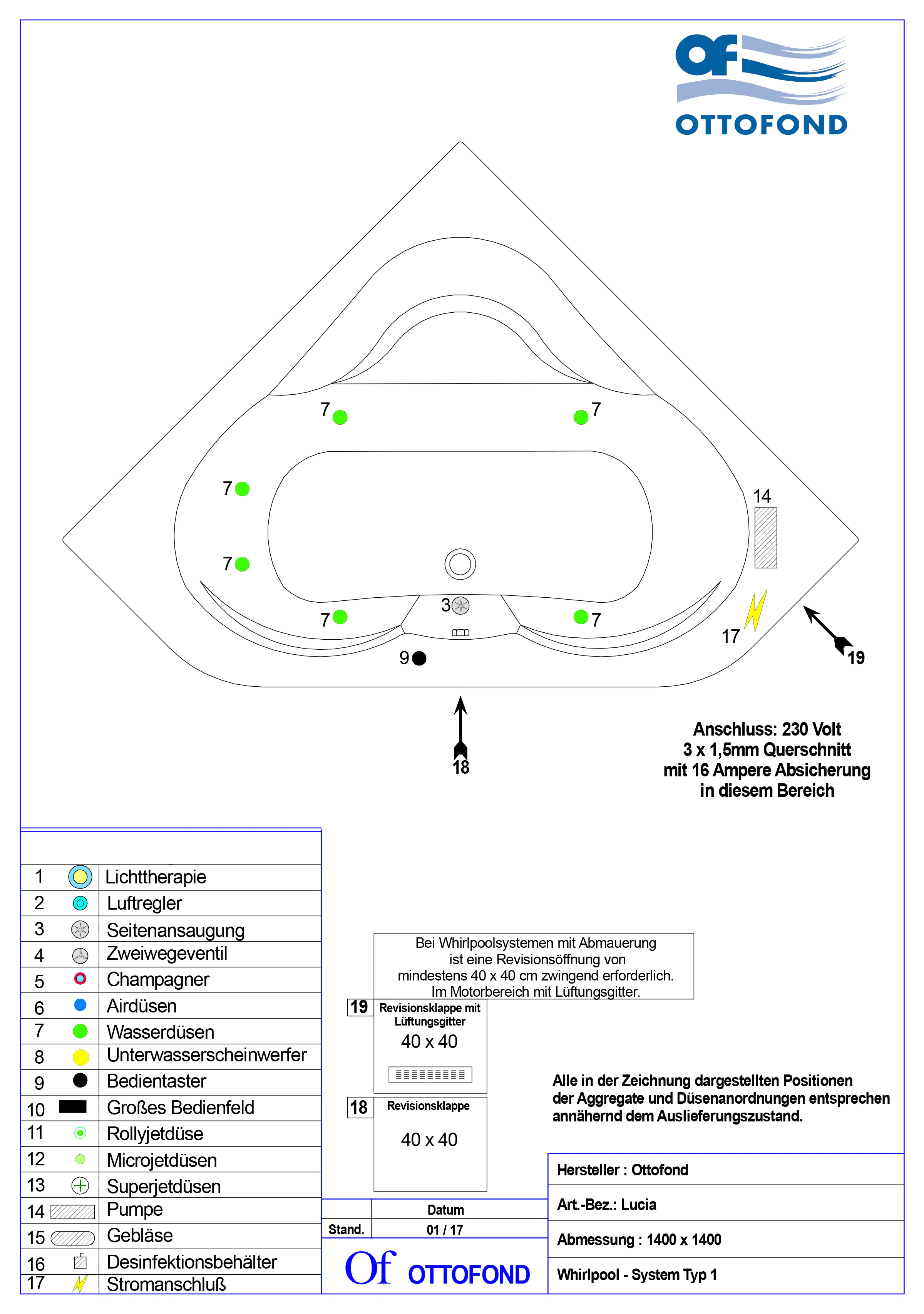 4005489033989_2216660 Ottofond Whirlpool-System Lorca 140 cm, Typ 1