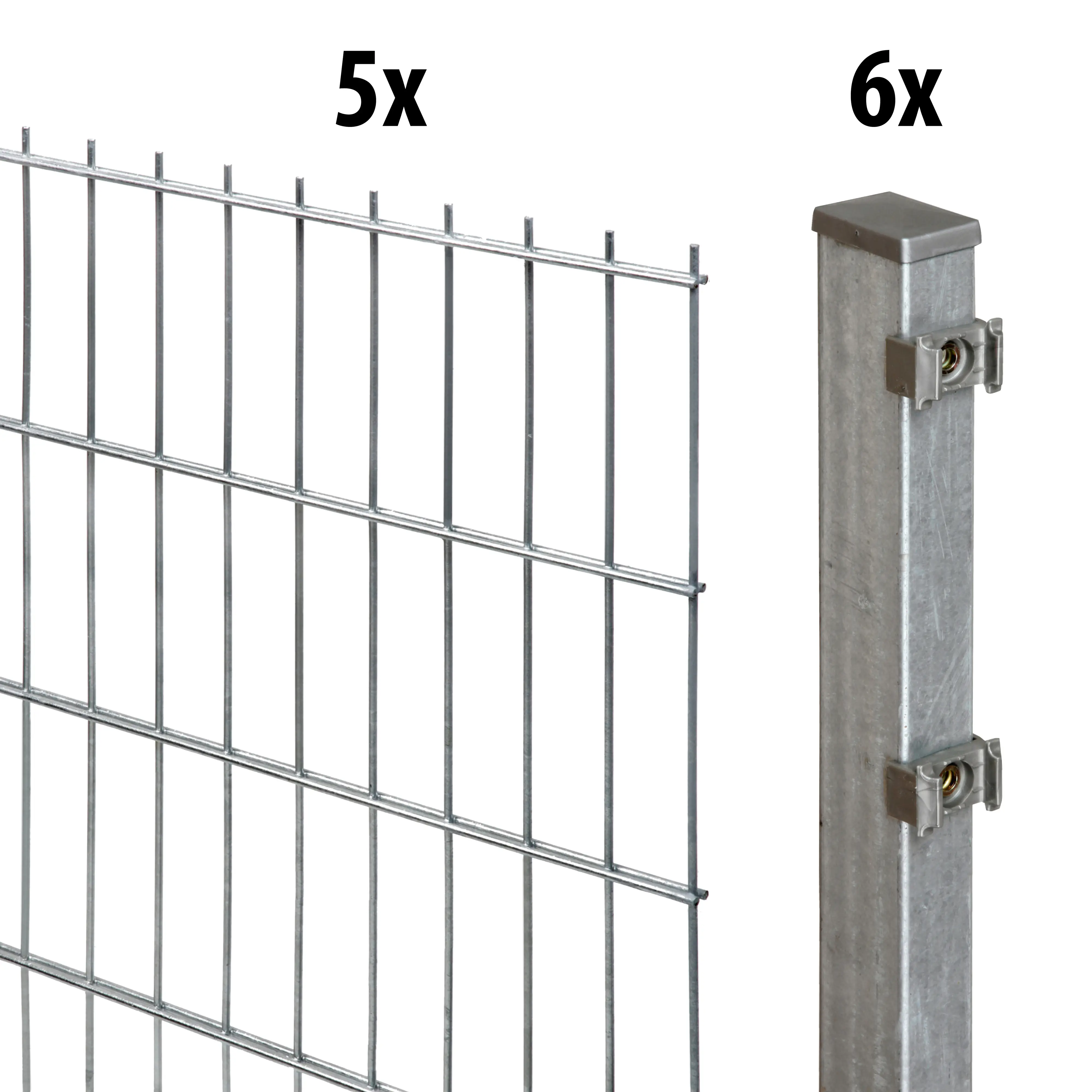 Floraworld Doppelstabmatten-Zaun Set Comfort 10 m 201 x 143 cm inkl. 6 Pfosten 200 cm feuerverzinkt