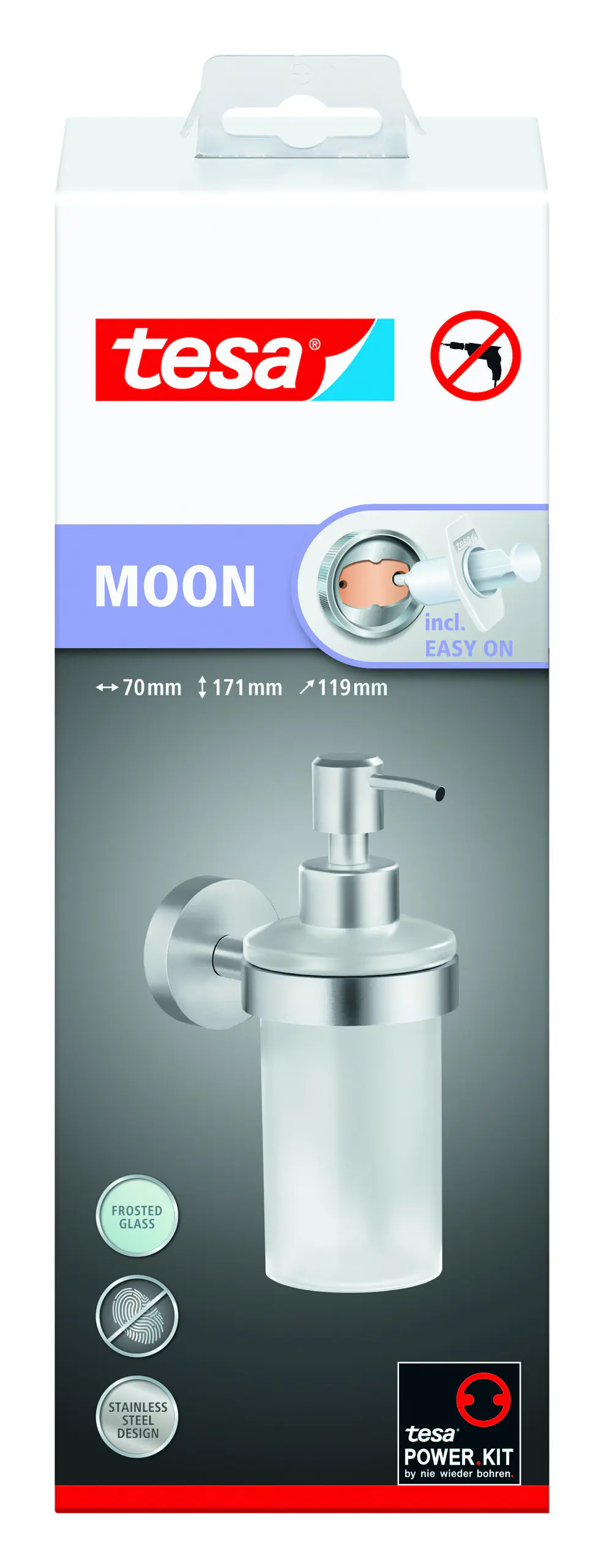 tesa Seifenspender Moon Wandmontage Glas