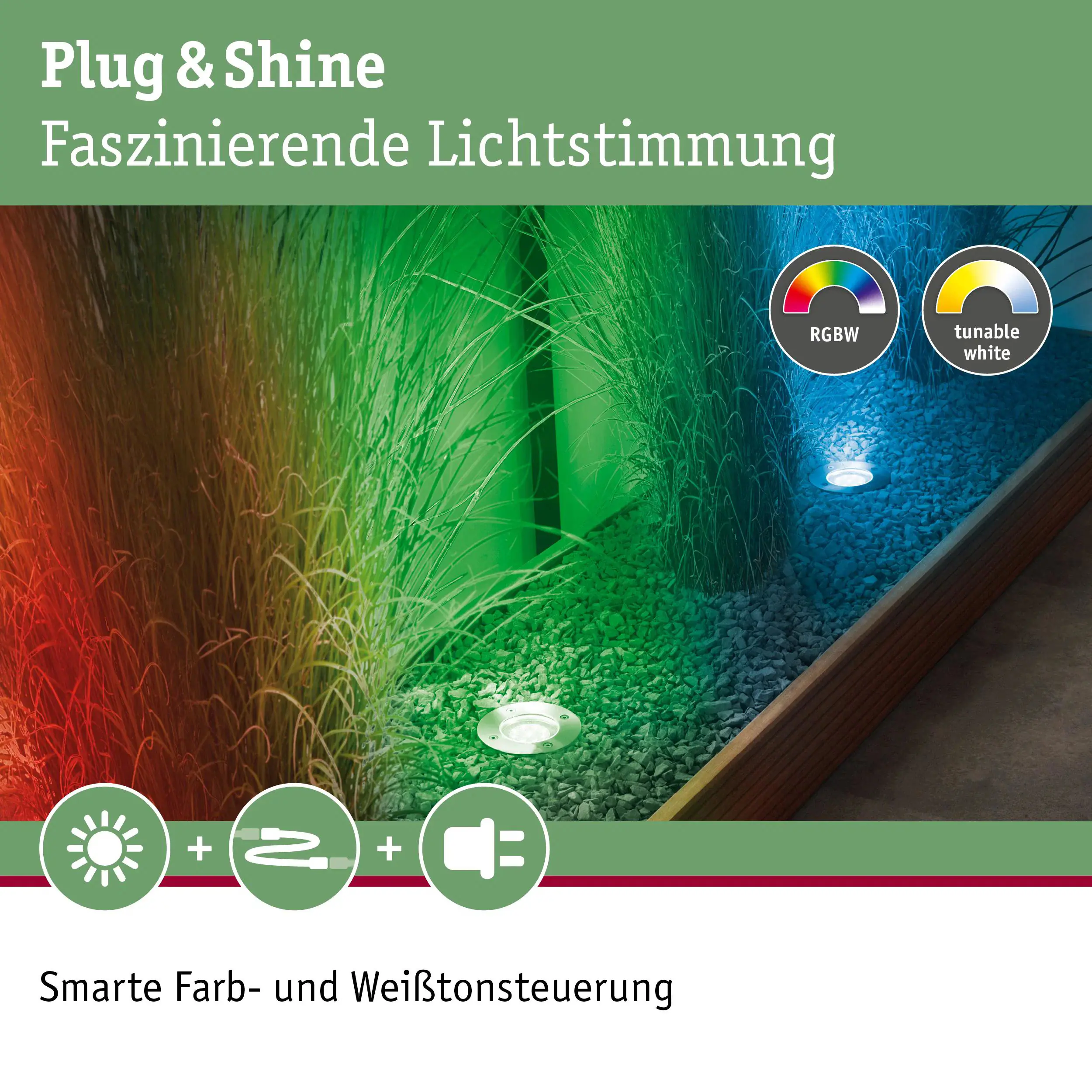 Paulmann LED-Einbauleuchte ZigBee Outdoor Plug & Shine silber dimmbar