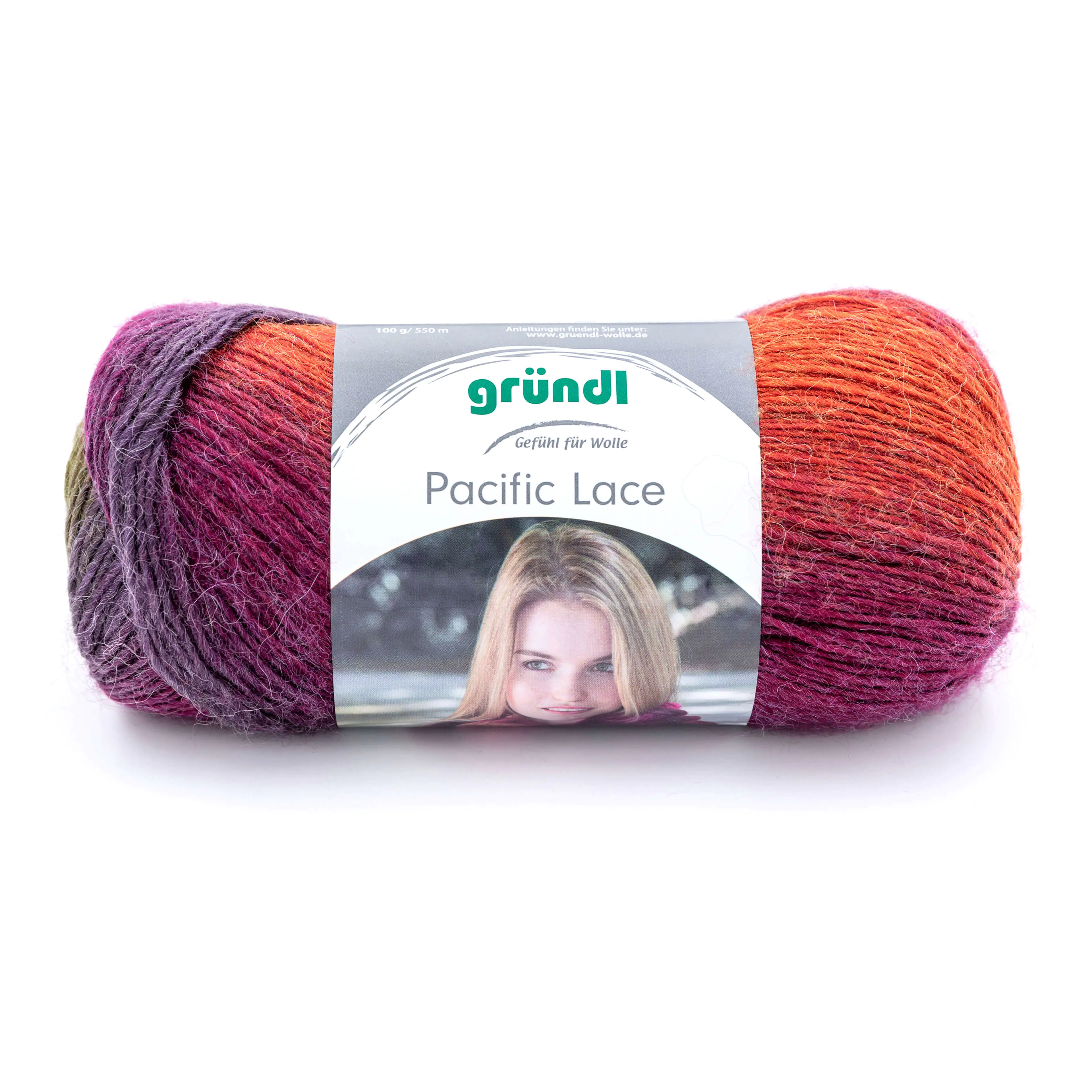 Gründl Wolle Pacific Lace 100 g hellviolett-orange multicolor