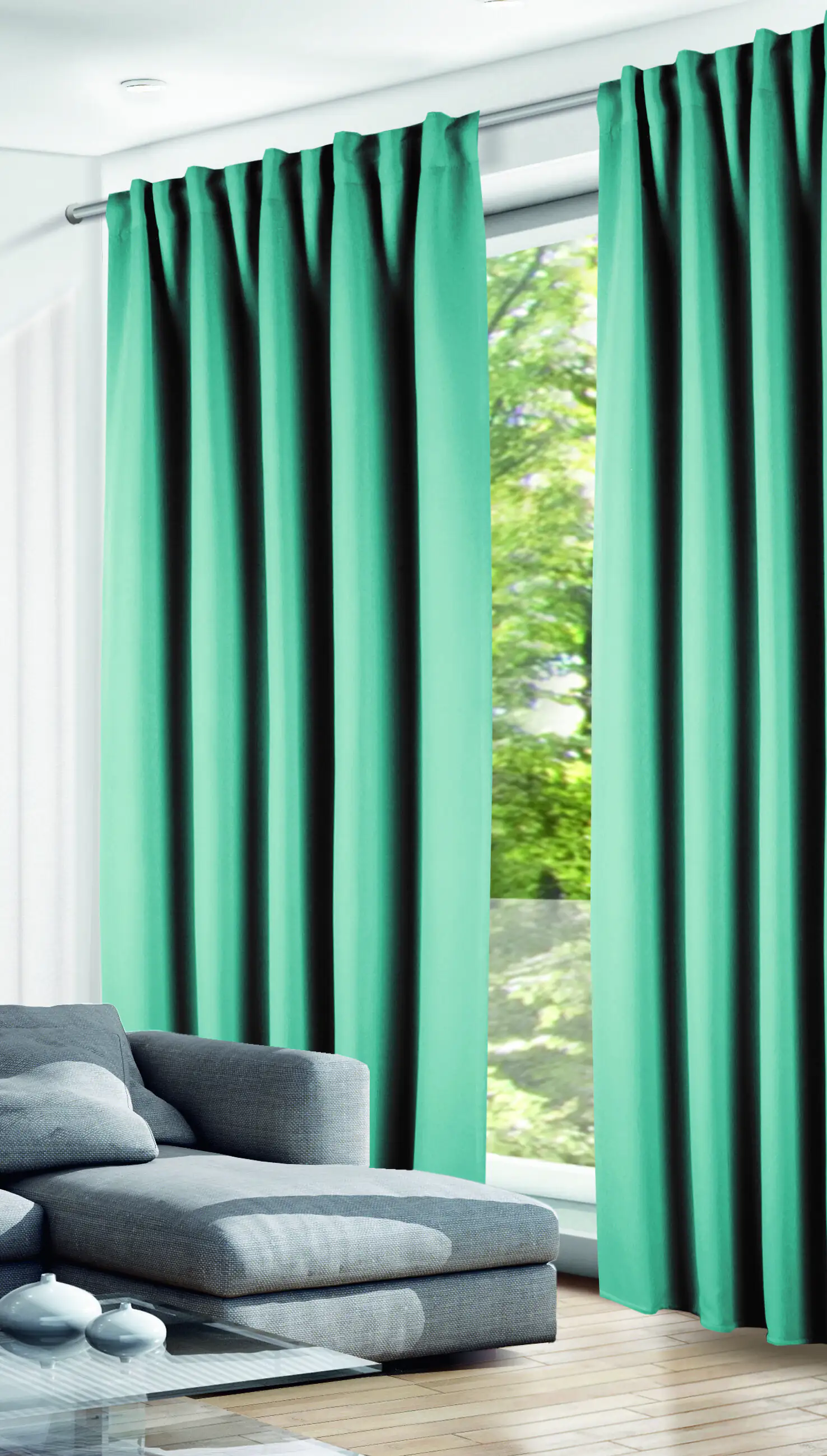 Neusser Collection Verdunklungsschal mit Gardinenband eisblau 135x245 cm