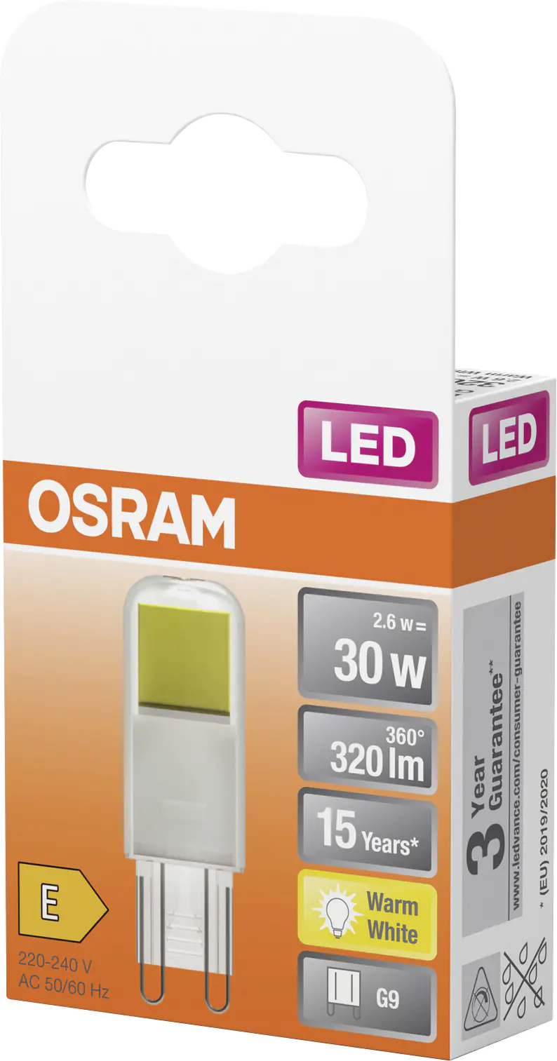 Osram LED  Stiftsockellampe Pin30 G9 2,6 W warmweiß