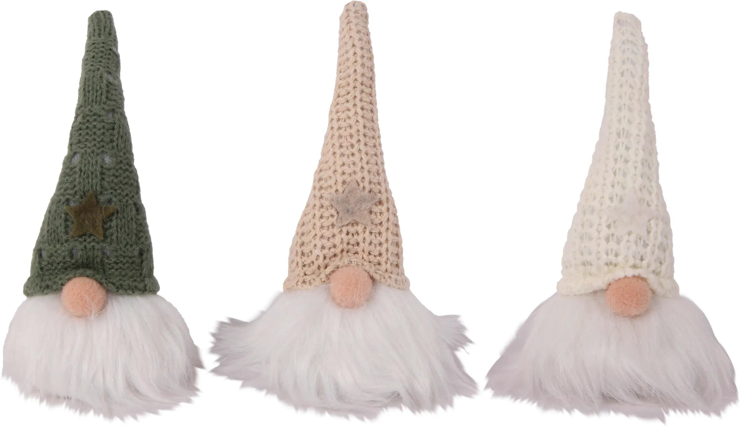 Dekofigur Zwerg 19 x 7 cm grün beige weiß 3-fach sortiert