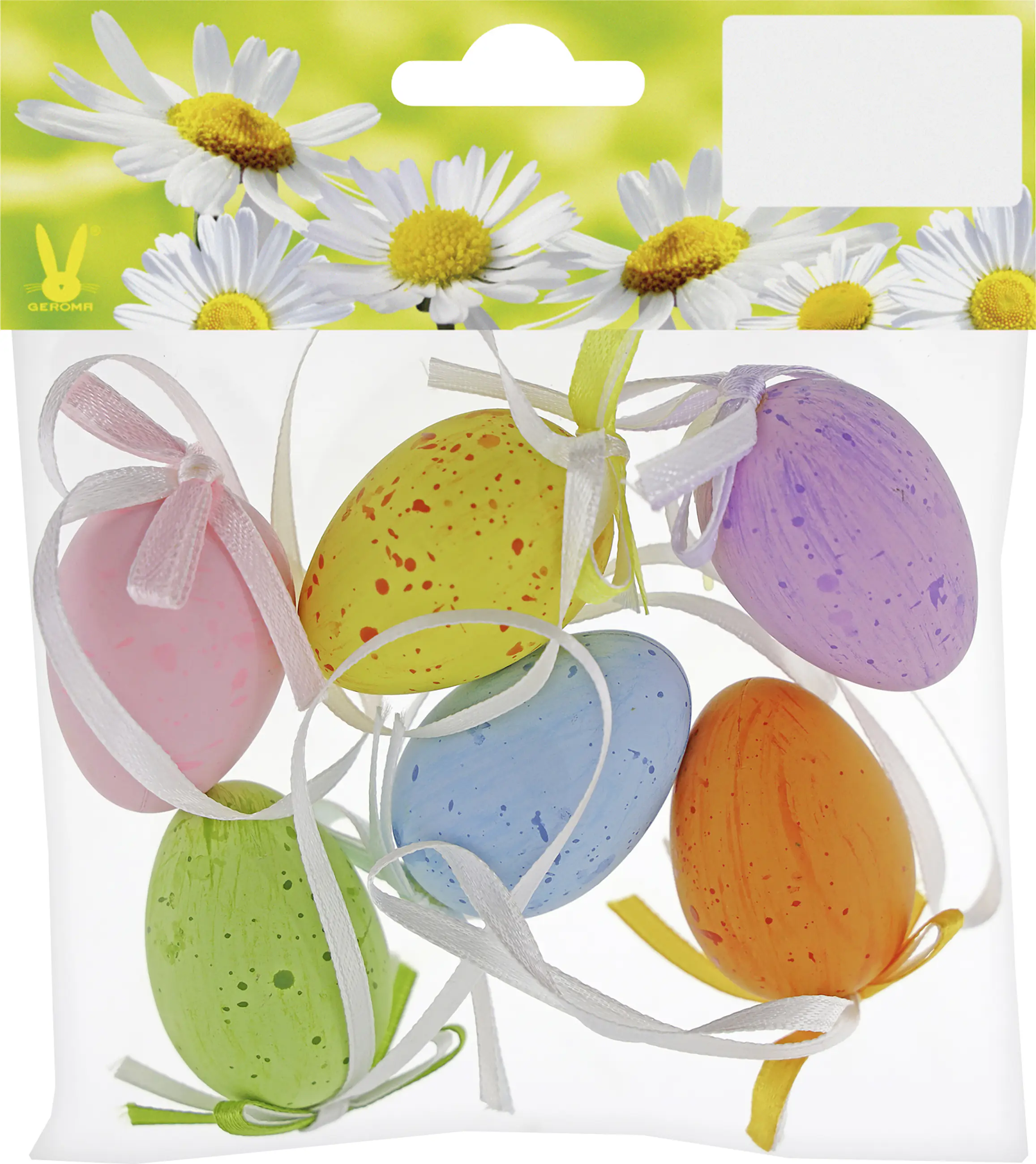 Ostereier zum Hängen Kunststoff 4 cm 6 Stück bunt gesprenkelt