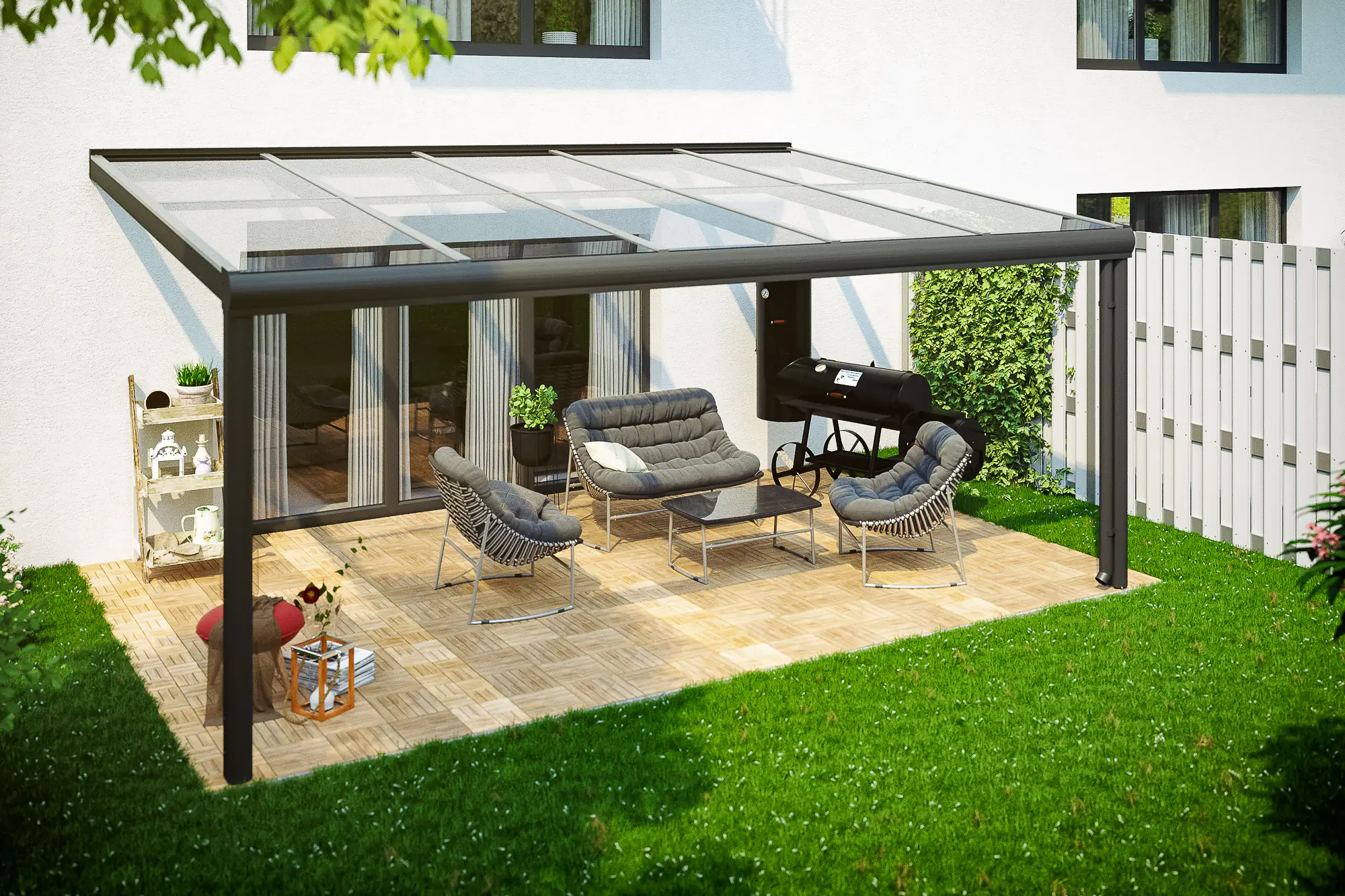 SKAN HOLZ Terrassenüberdachung Modena 541 x 357 cm, Alu Anthrazit SKAN HOLZ Terrassenüberdachung Modena 541 x 357 cm, Alu Anthrazit