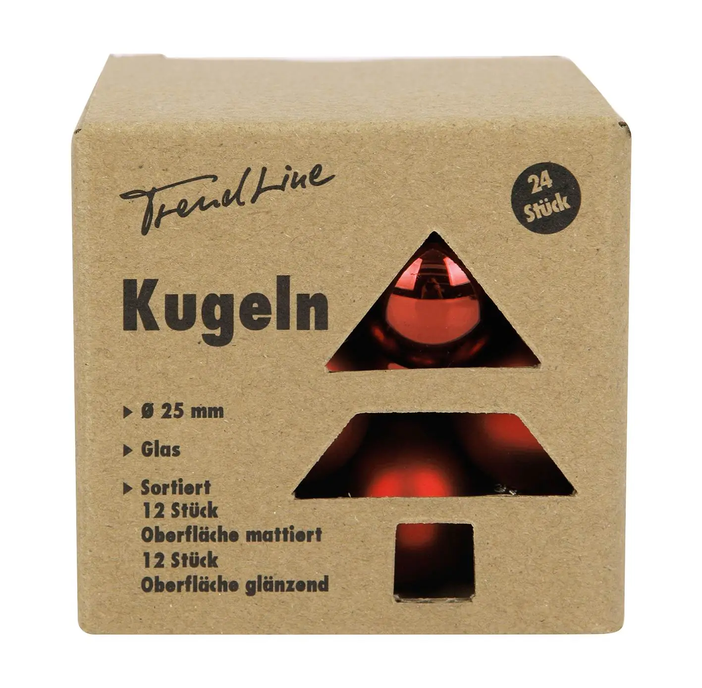 TrendLine Weihnachtskugeln aus Glas Ø 2,5 cm ochsenblut 24 Stück
