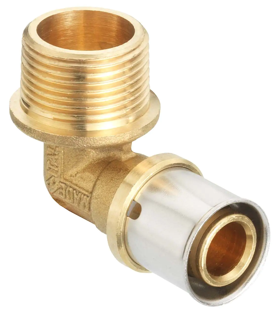 Cornat Press-Winkel 90° komplett Messing/Edelstahl, ø 20 mm, 3/4" AG