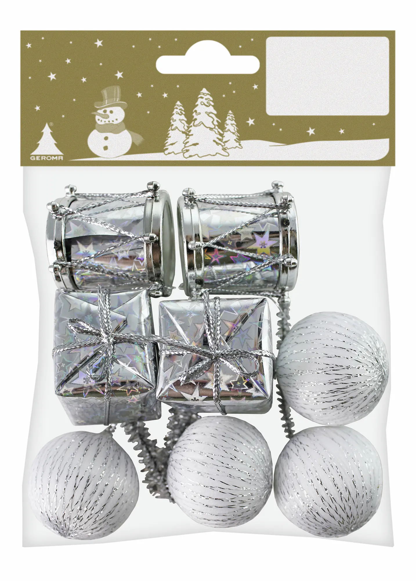 Bastelset Weihnachten weiß silber 8 Stück