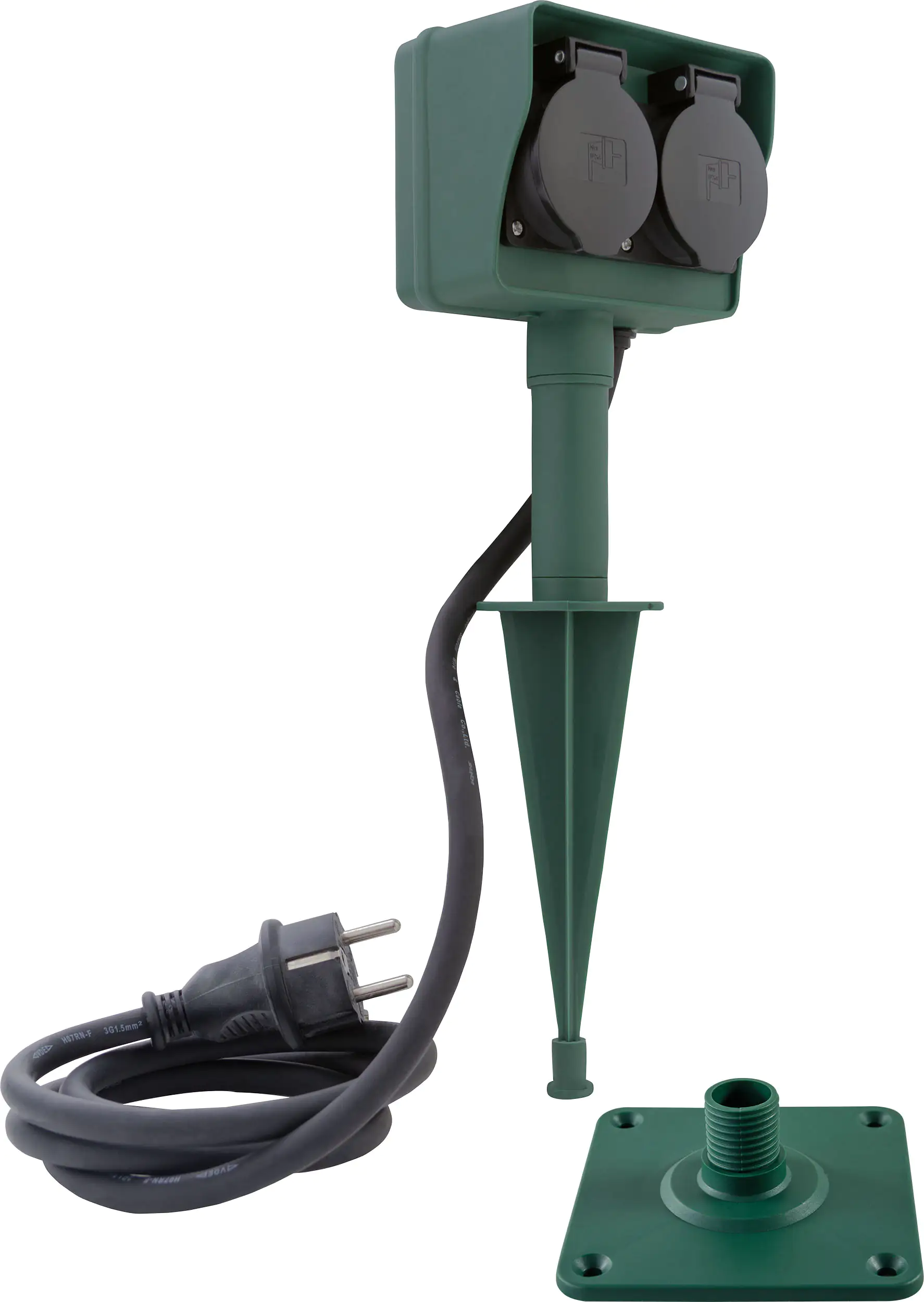 REV Gartensteckdose mit Erdspieß 2 Steckdosen, 1,4 m Zuleitung