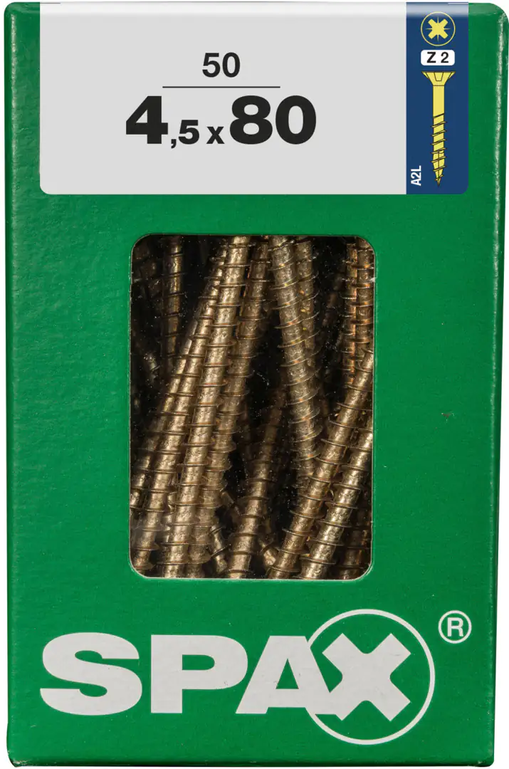 Spax Universalschrauben 4.5 x 80 mm PZ 2 - 50 Stk.