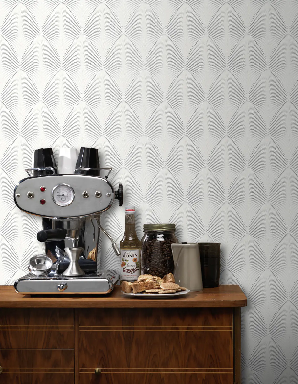 Rasch Vliestapete 535839 Yucatan grafik weiß silber, 10,05 x 0,53 m