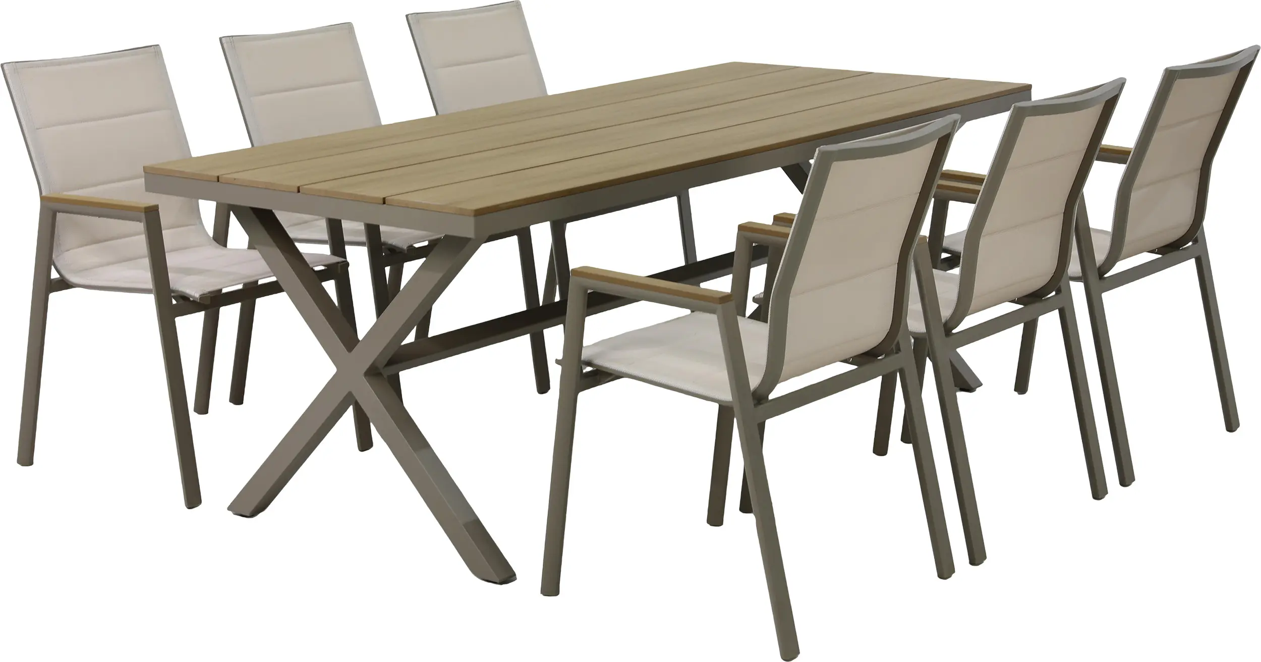 Primaster Garten-Essgruppe Milos 6 Personen Aluminium taupe/creme