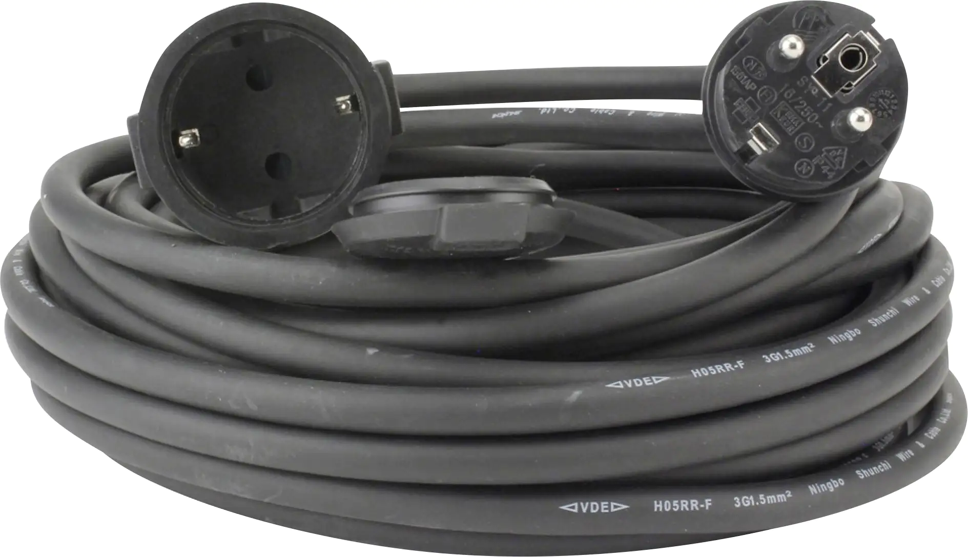 Verlängerungskabel Außen 10 Meter H05RR-F3G1,5, schwarz Verlängerungskabel Außen 10 Meter H05RR-F3G1,5, schwarz