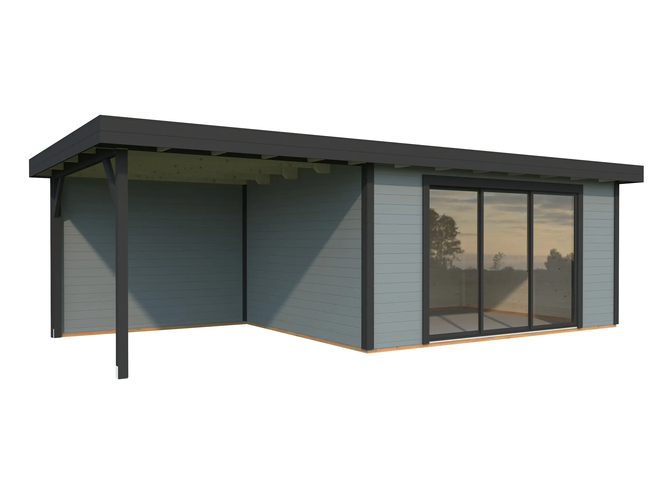 Palmako Gartenhaus Lydia 728 x 330 cm mit Glasschiebetüren grau lackiert Palmako Gartenhaus Lydia 728 x 330 cm mit Glasschiebetüren grau lackiert